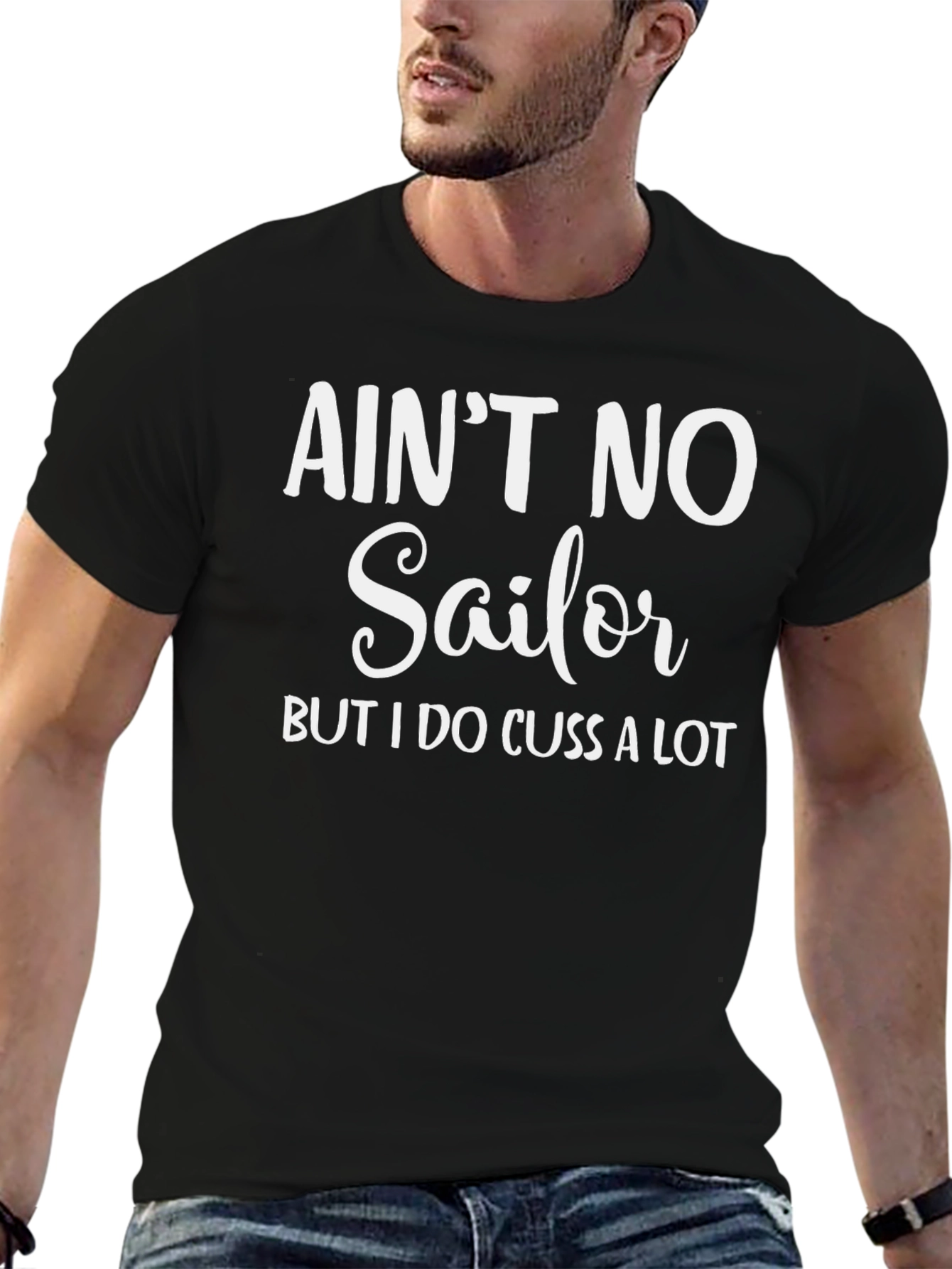 Black Ain't No Sailor T-Shirt Funny Sarcastic Tee view 6
