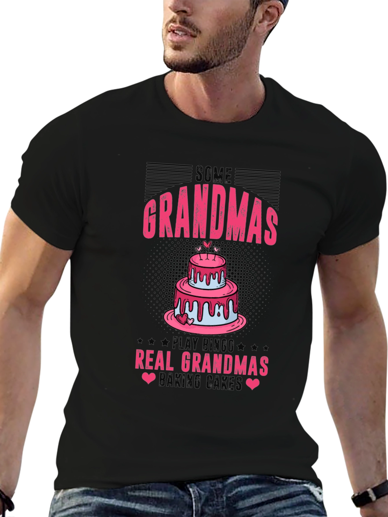 Black Funny Grandma Baking Cake Graphic Tee view 6