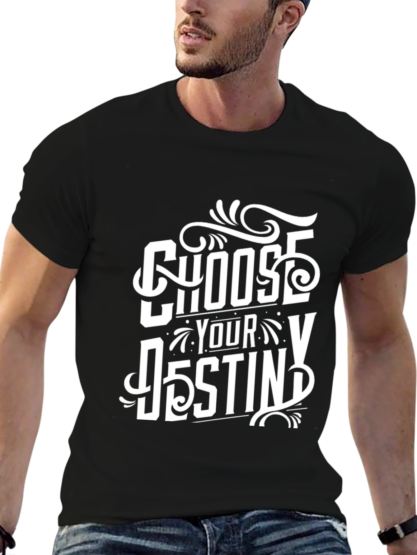Black Choose Your Destiny Graphic Tee - Black Cotton T-Shirt view 6