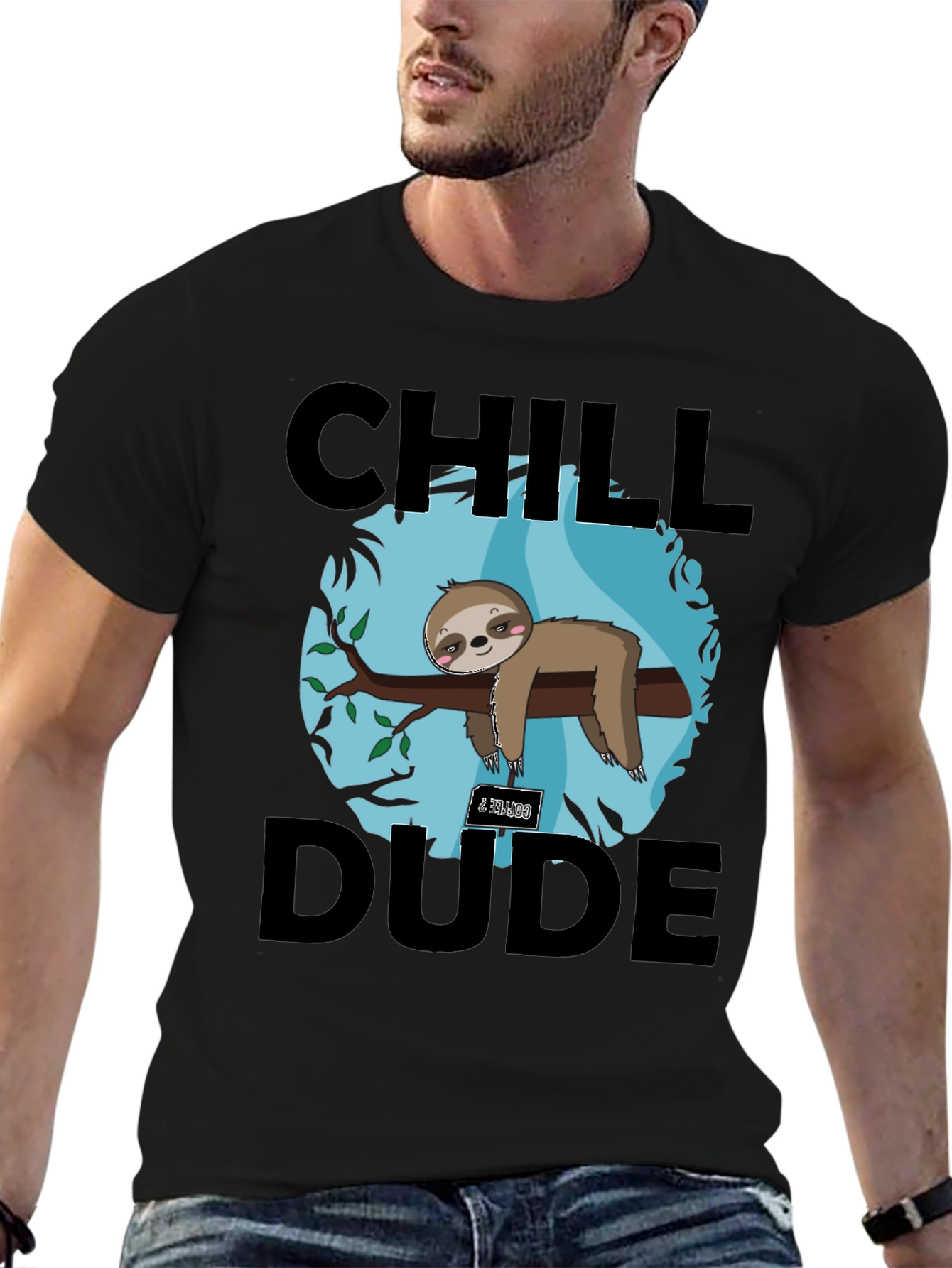 Black Chill Dude Sloth Graphic Tee view 6