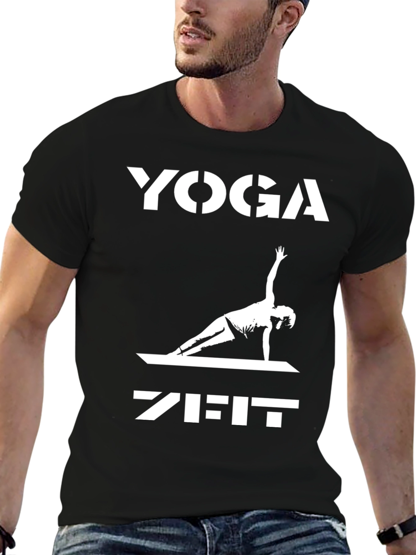 Black Yoga Zeit Graphic Tee - Black Cotton Blend view 6