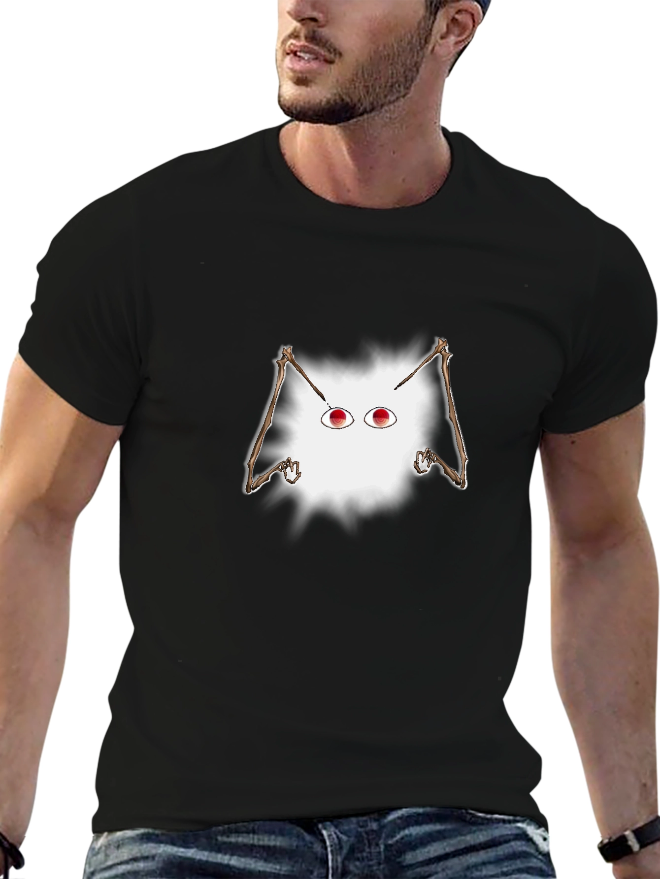 Black Eerie Eyes Graphic Tee - Unique Halloween Style view 6