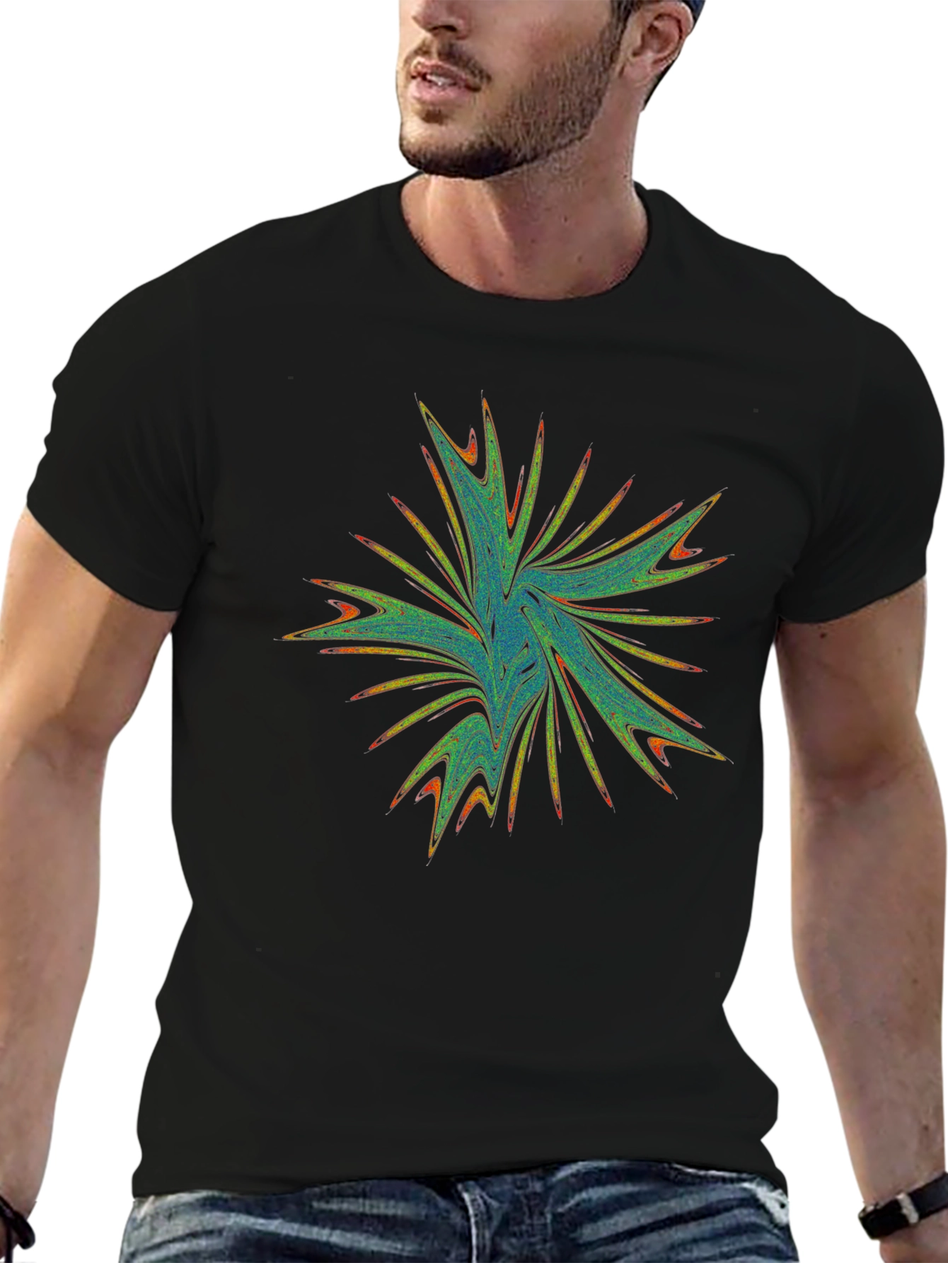 Black Abstract Graphic Print Black T-Shirt view 6