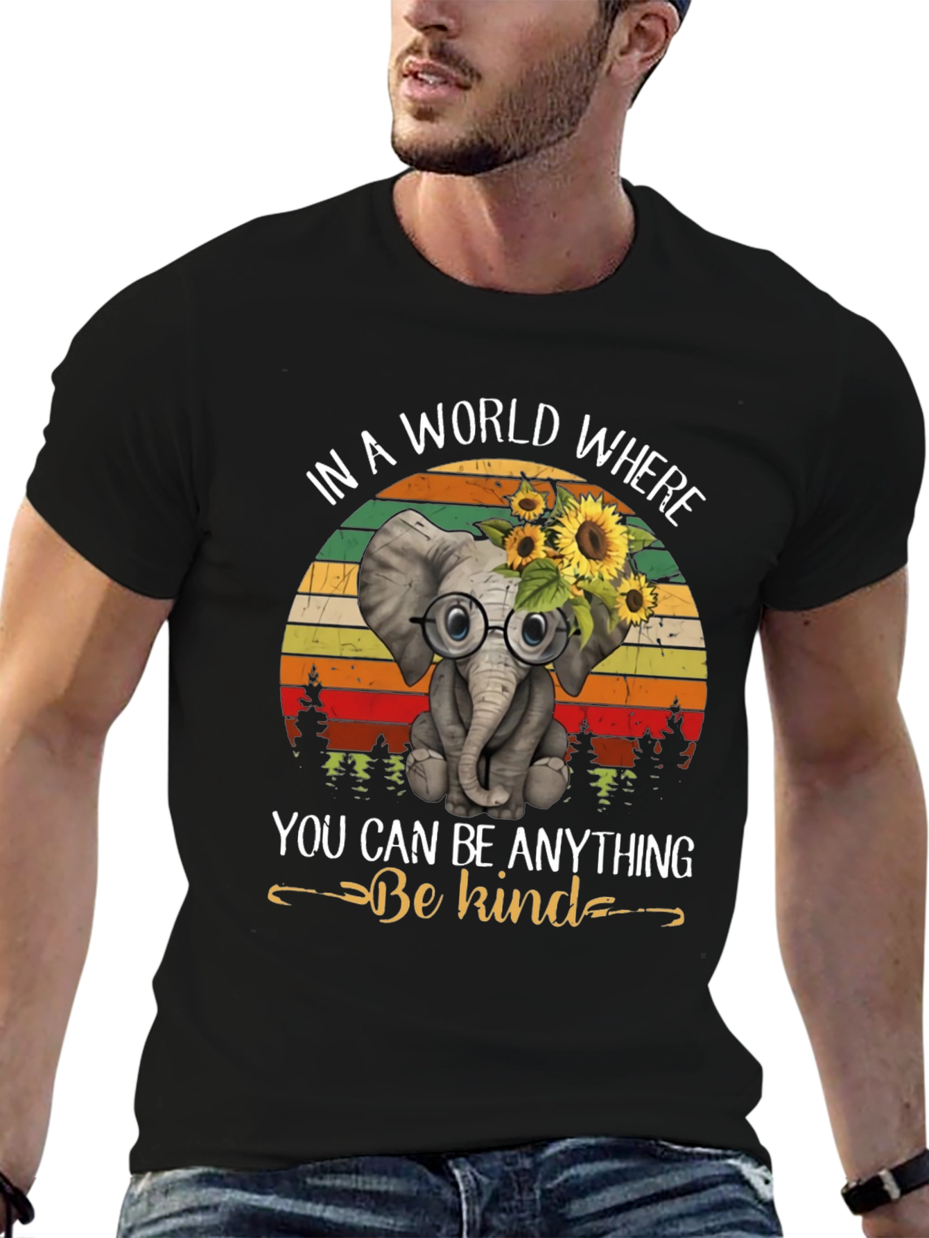 Black Be Kind Elephant T-Shirt: World Where You Can Be Anything view 6