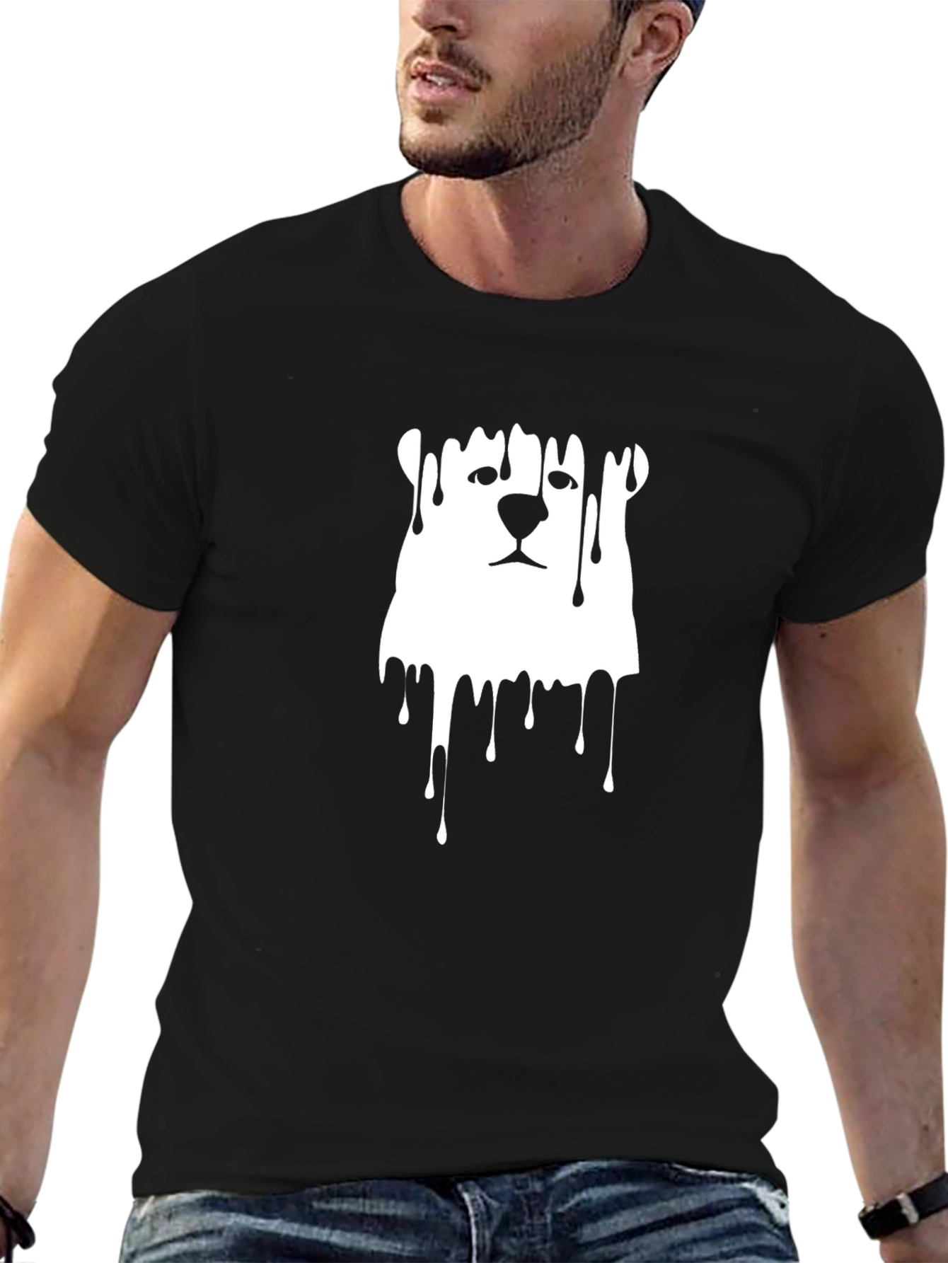 Black Dripping Bear Graphic T-Shirt - Men's Black Tee view 6
