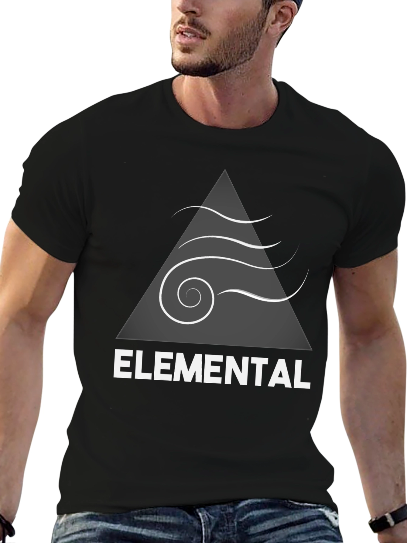 Black Elemental Graphic Print T-Shirt view 6