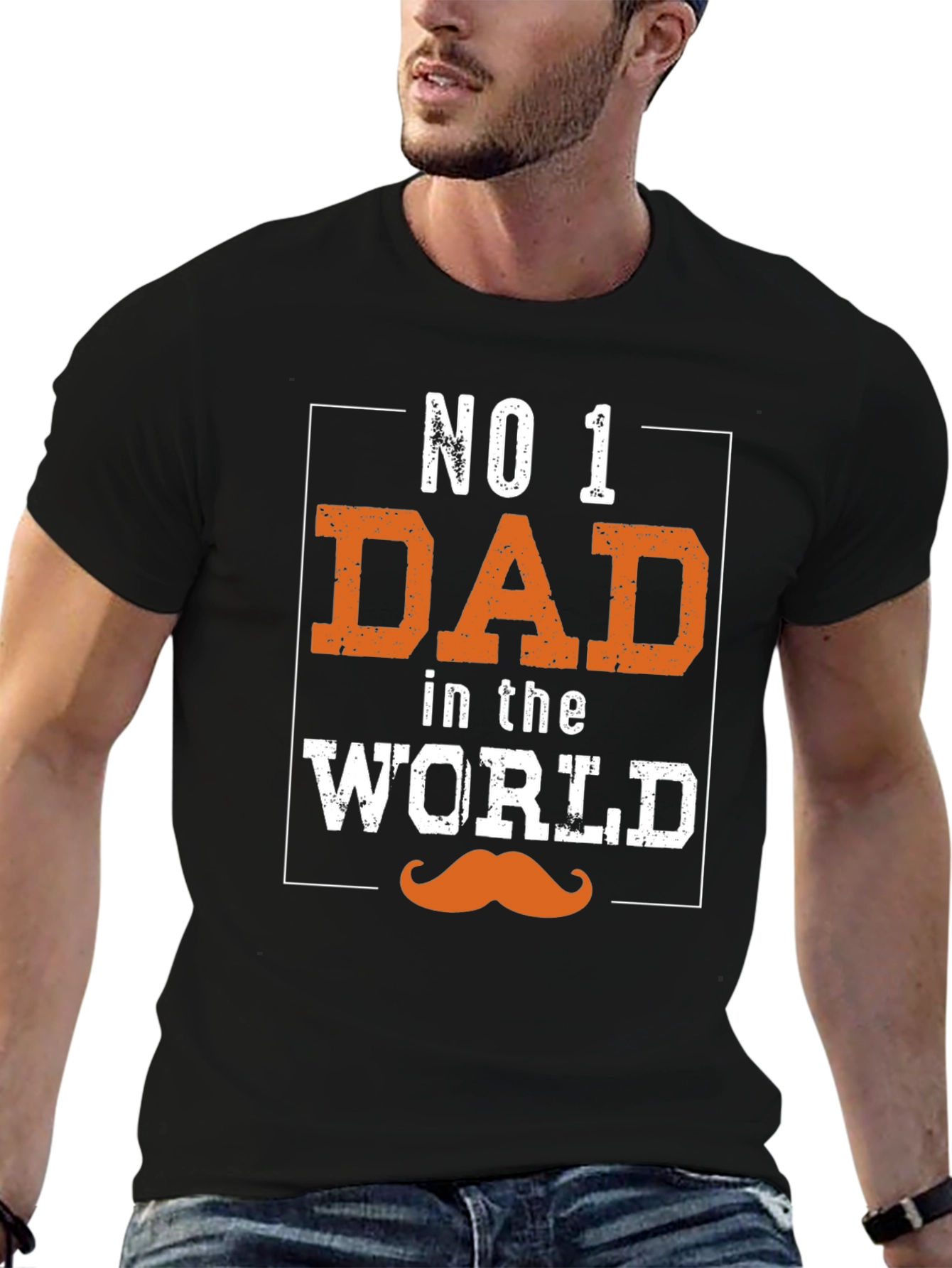 Black No. 1 Dad in the World Graphic Tee view 6