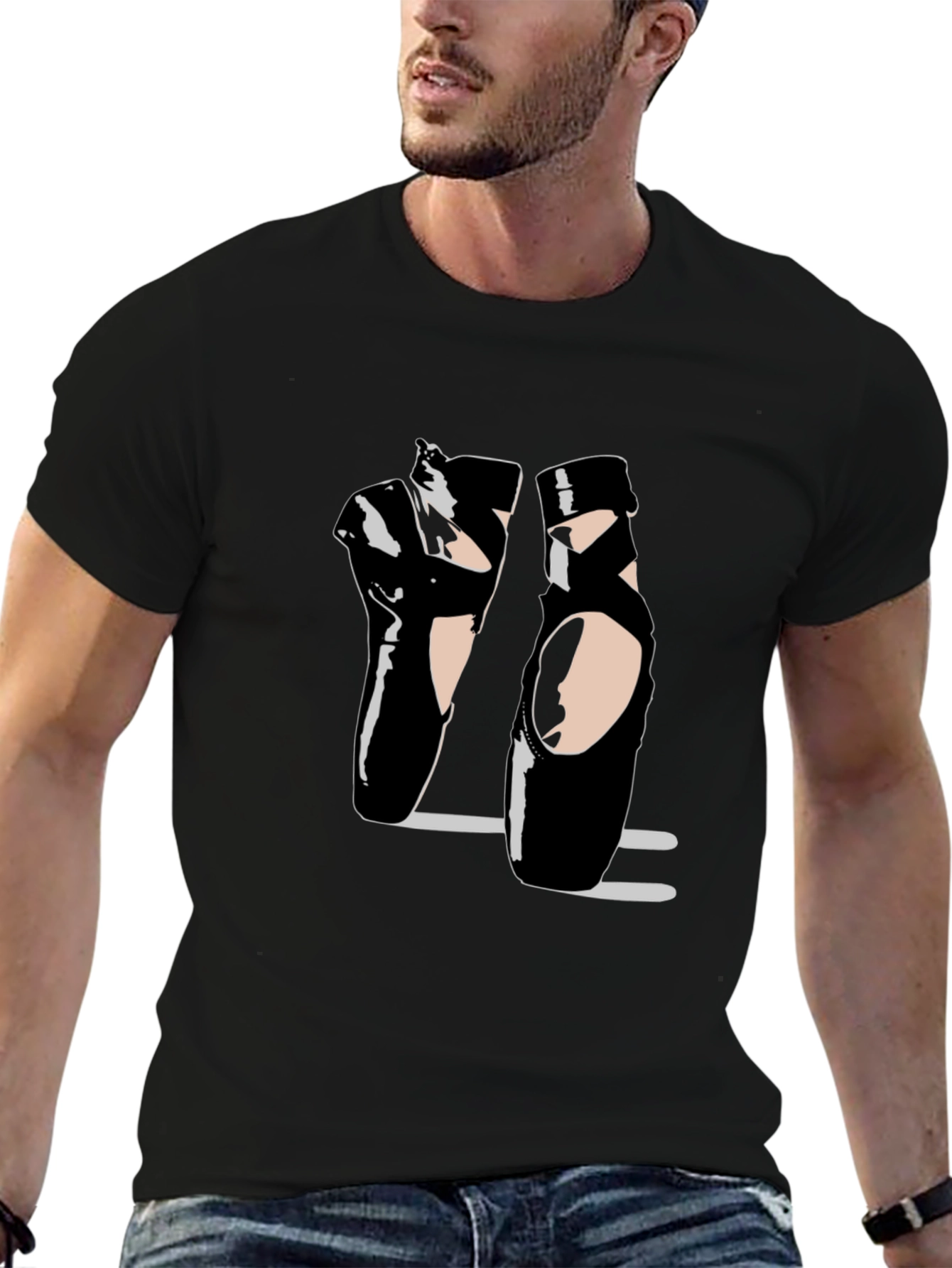 Black Ballet Pointe Shoes Black T-Shirt Dance Design view 6