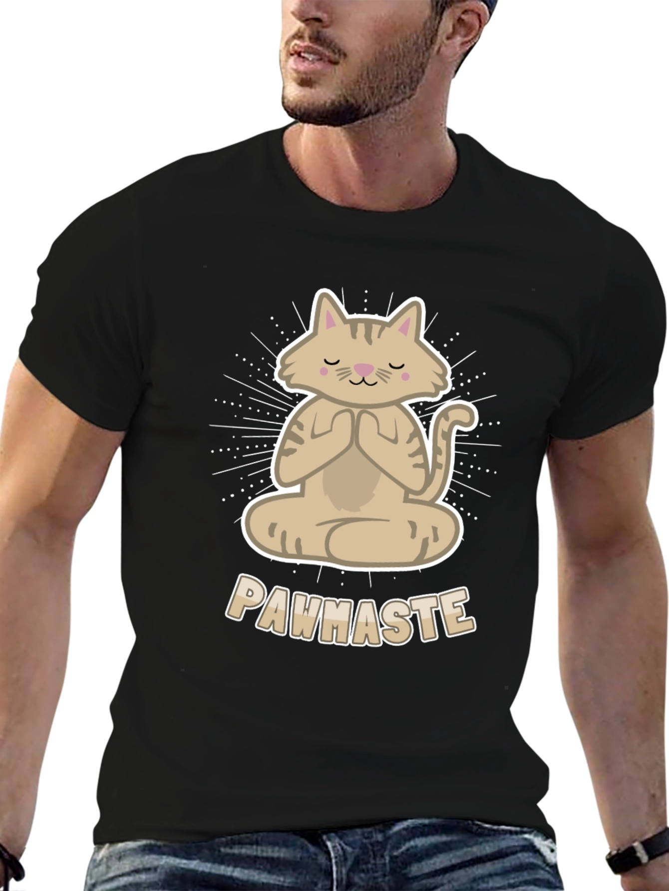 Black Meditating Cat Tee - Pawhaste Design view 6