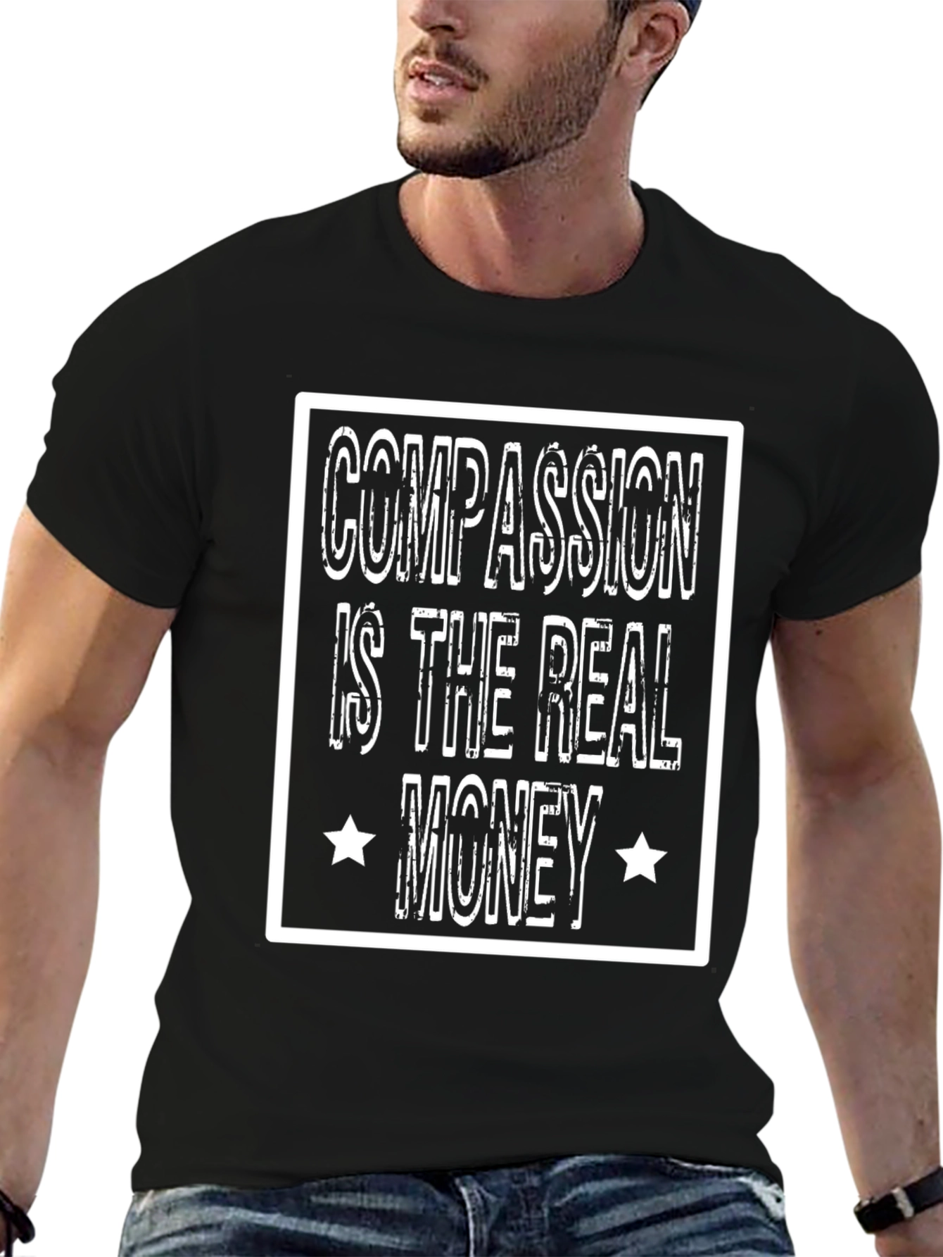 Black Compassion is the Real Money Graphic T-Shirt view 6