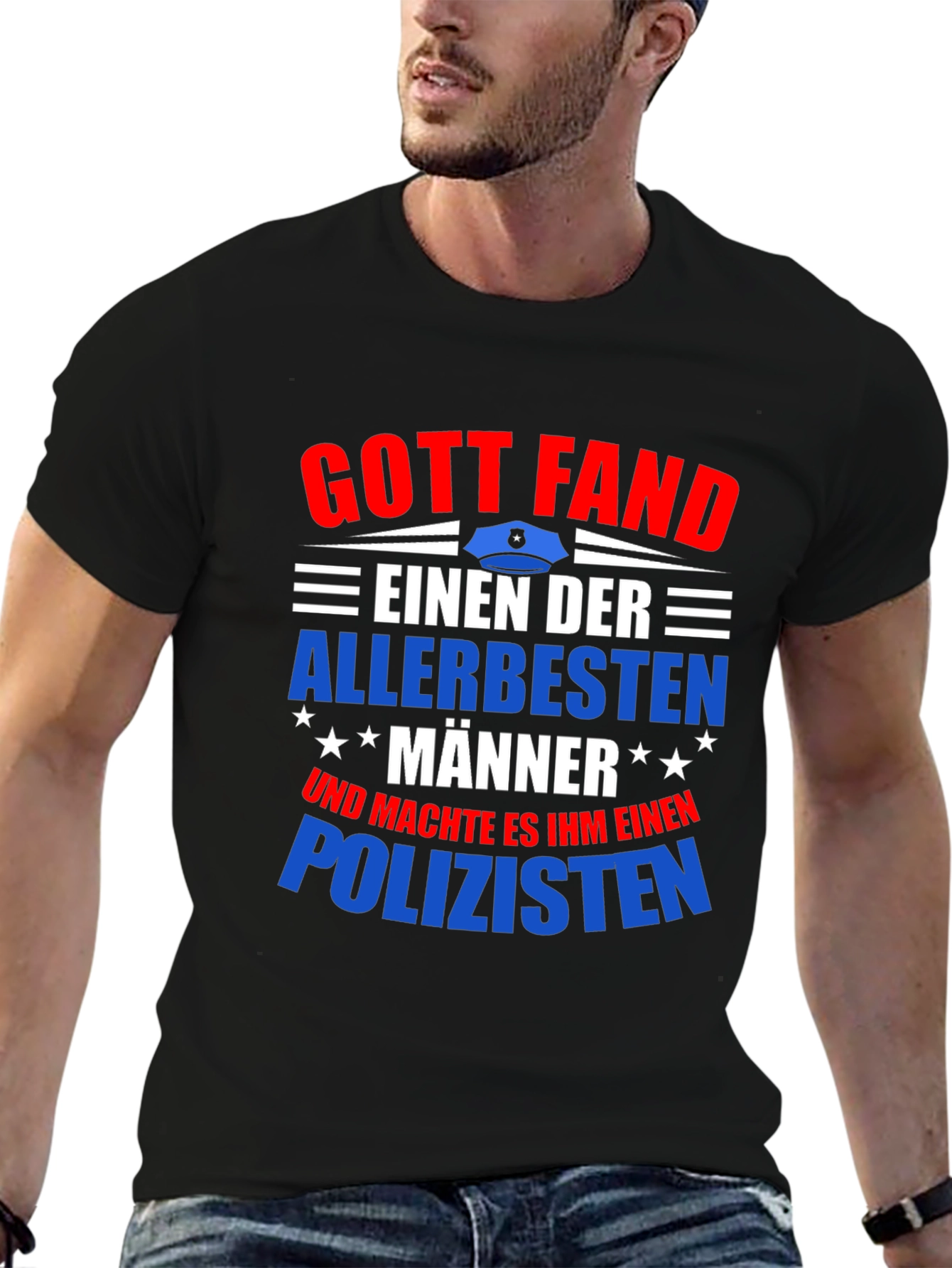 Black Gott Fand Policeman T-Shirt - Best Man view 6