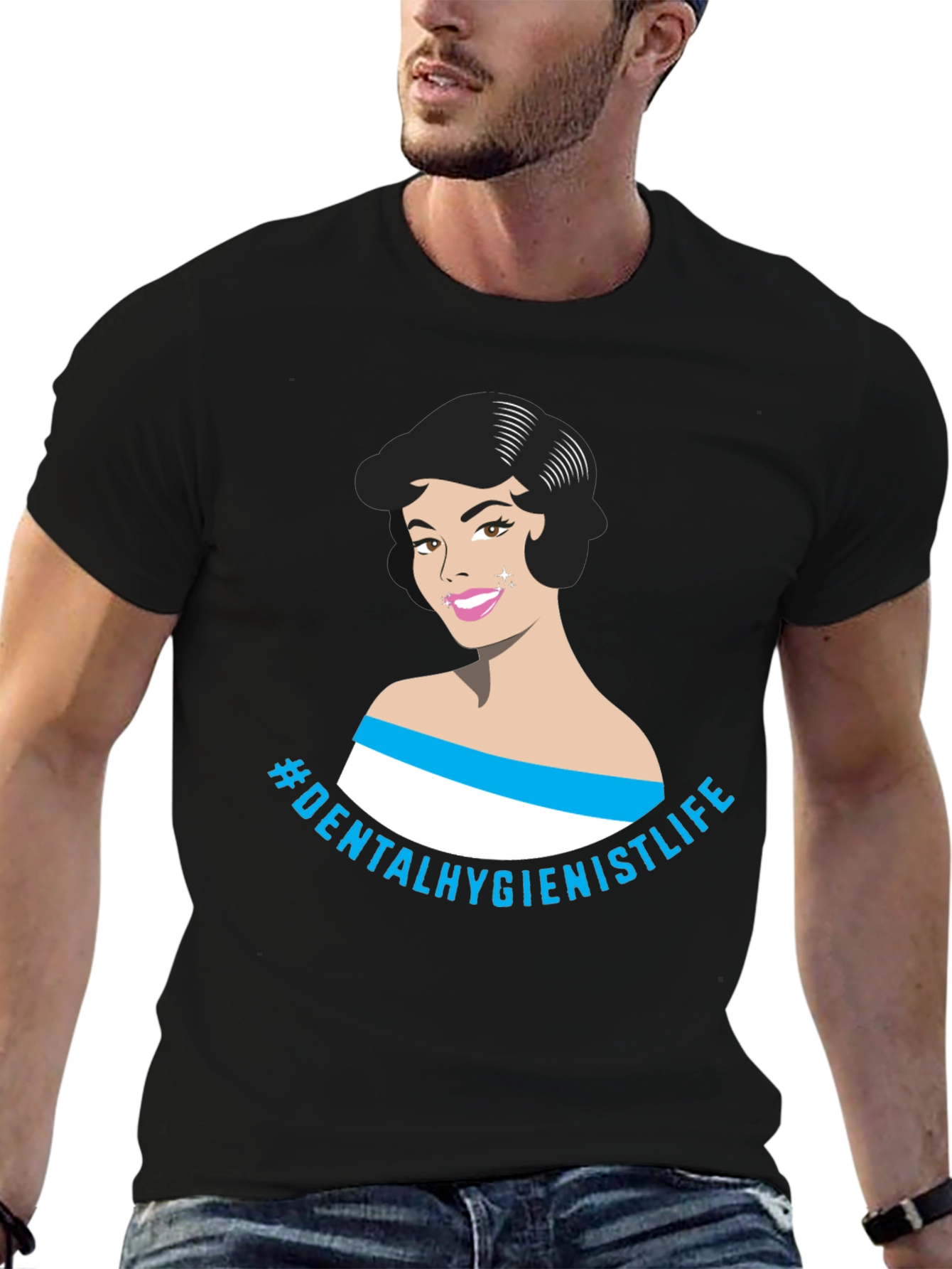 Black Dental Hygienist Life Graphic Tee - Black view 6