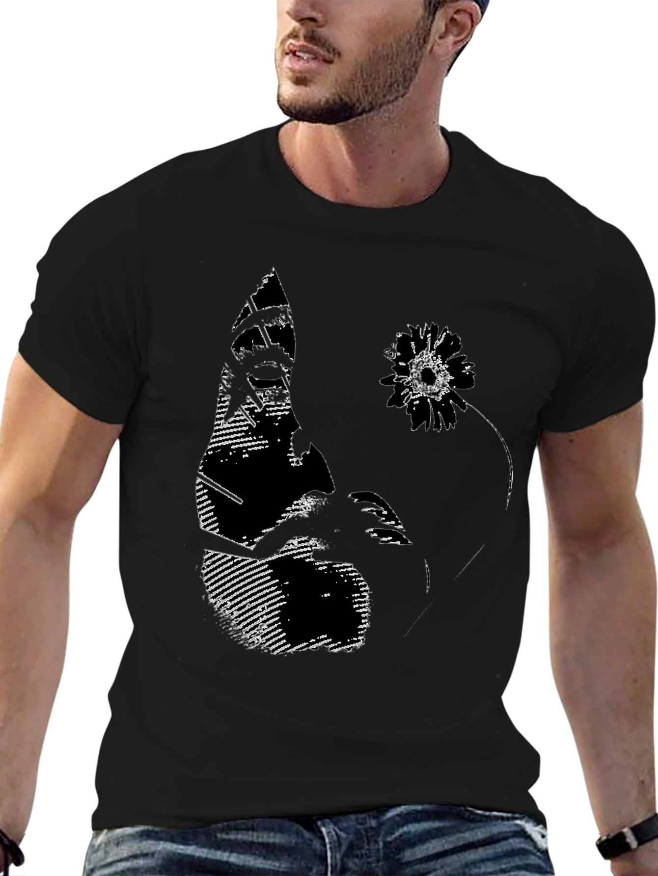 Black Abstract Graphic Print Black T-Shirt view 6