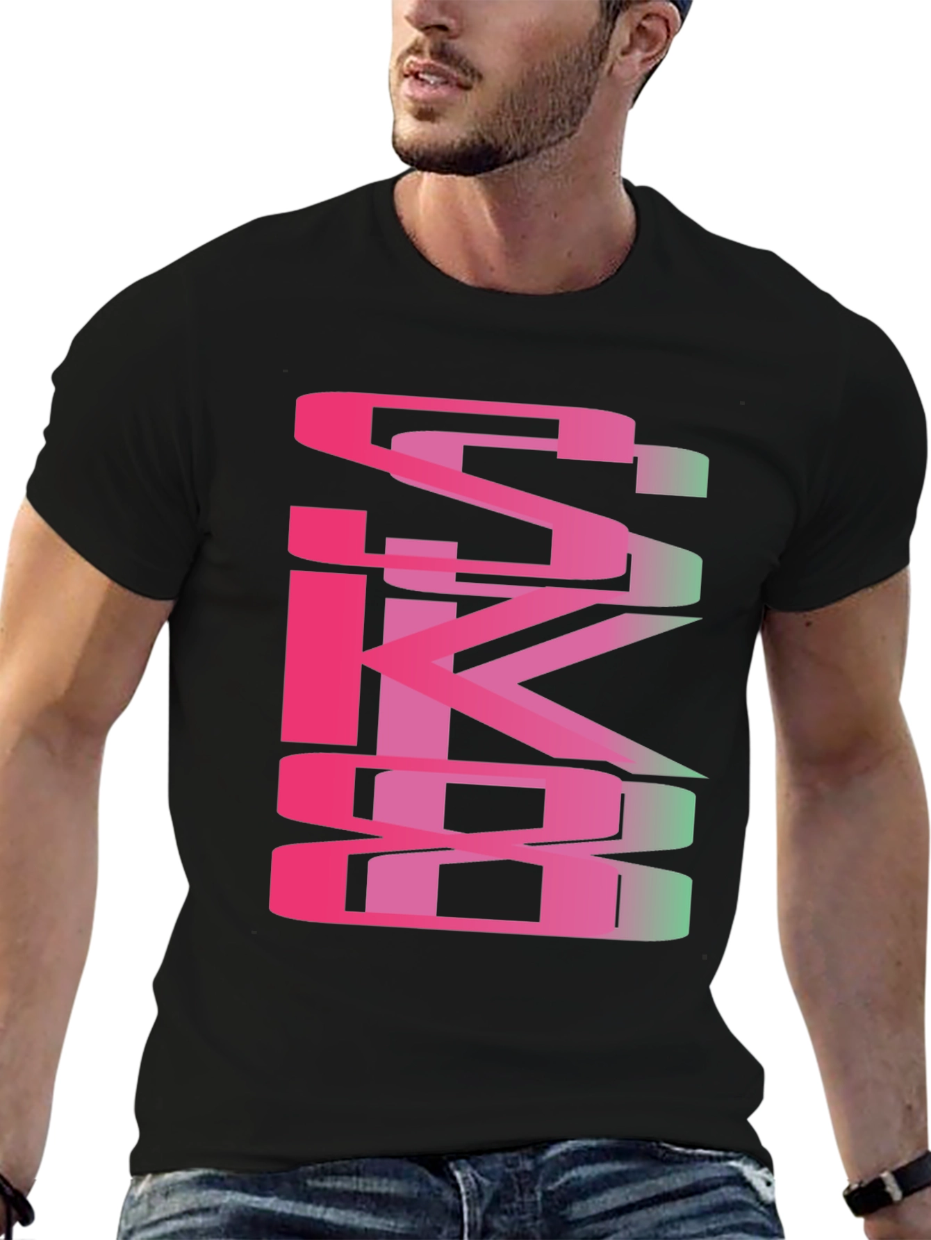 Black Abstract Graphic Print Black T-Shirt view 6