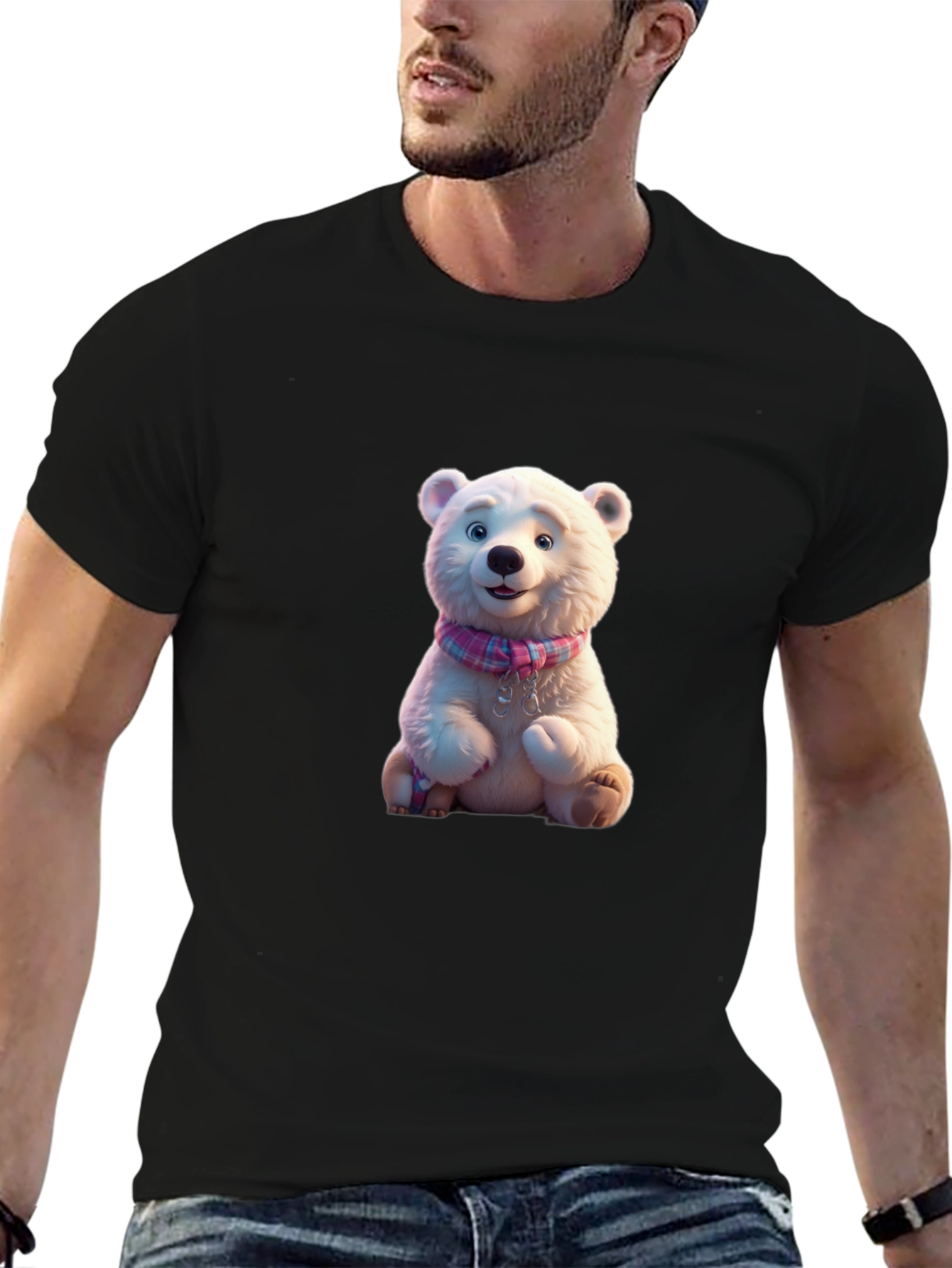Black Cute Polar Bear T-Shirt view 6