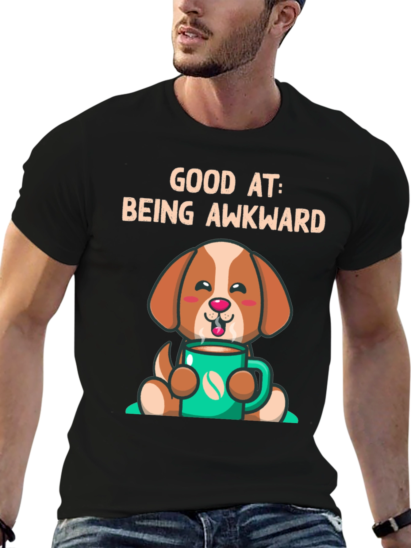 Black Awkward Dog Graphic T-Shirt view 6