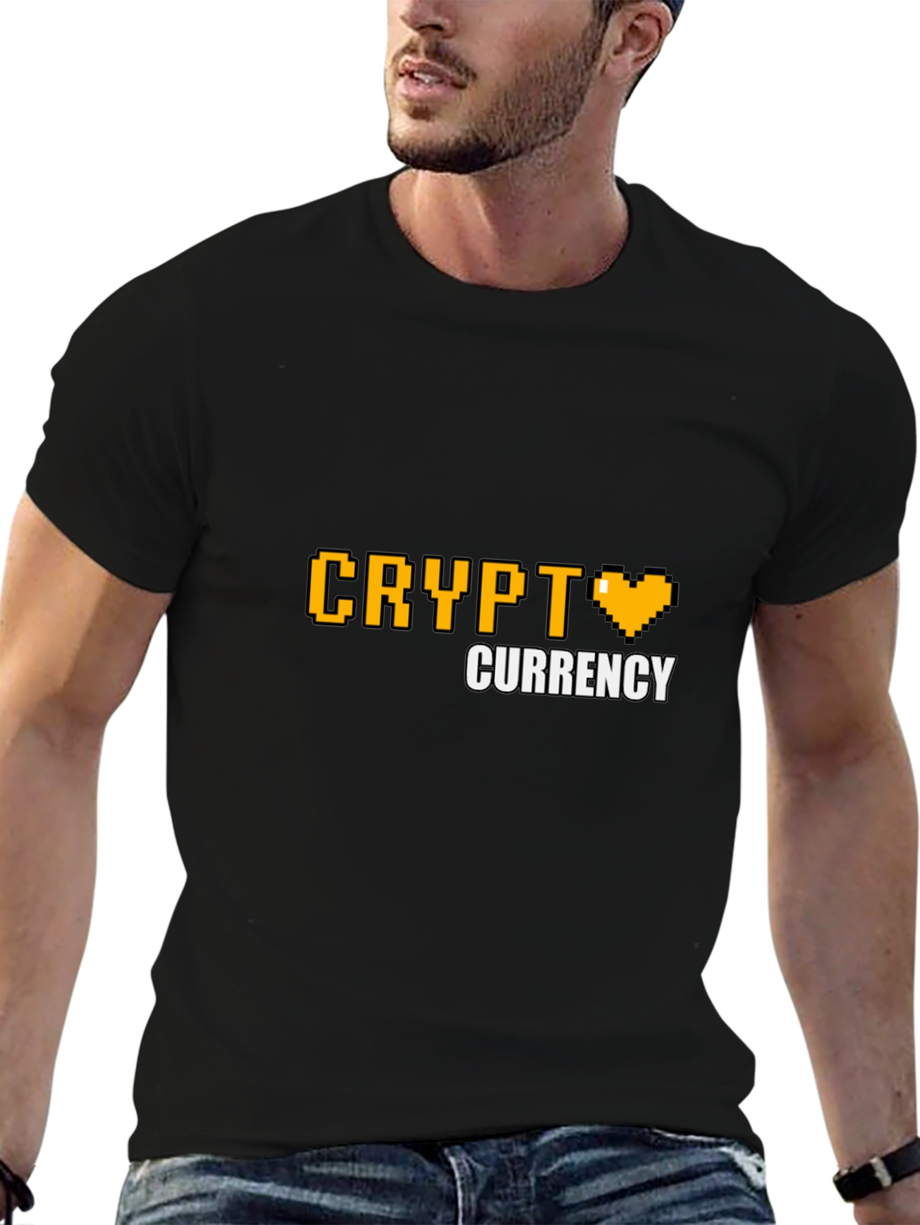 Black Crypto Currency Pixel Art T-Shirt - Black view 6