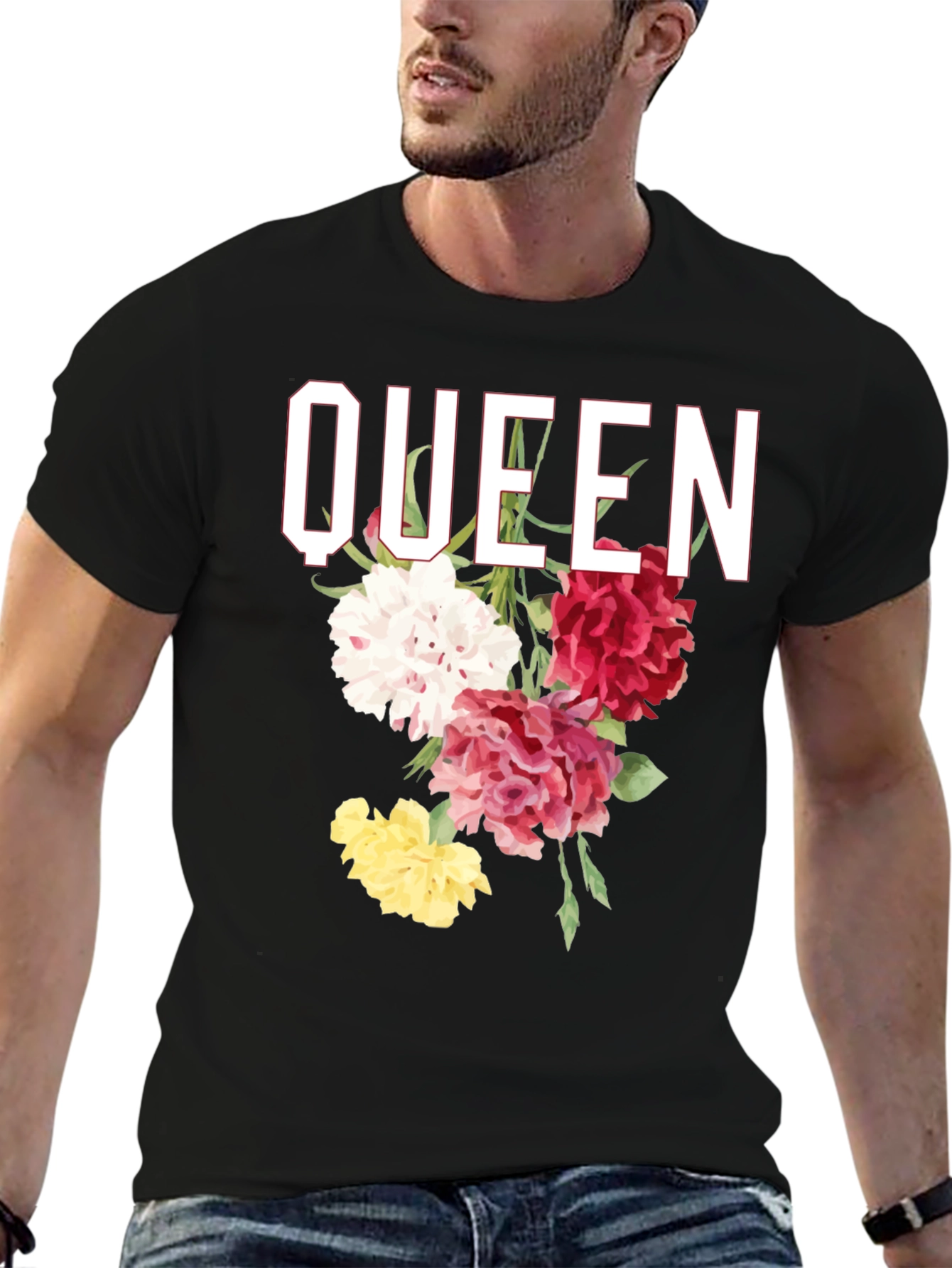 Black Queen Floral Graphic T-Shirt view 6