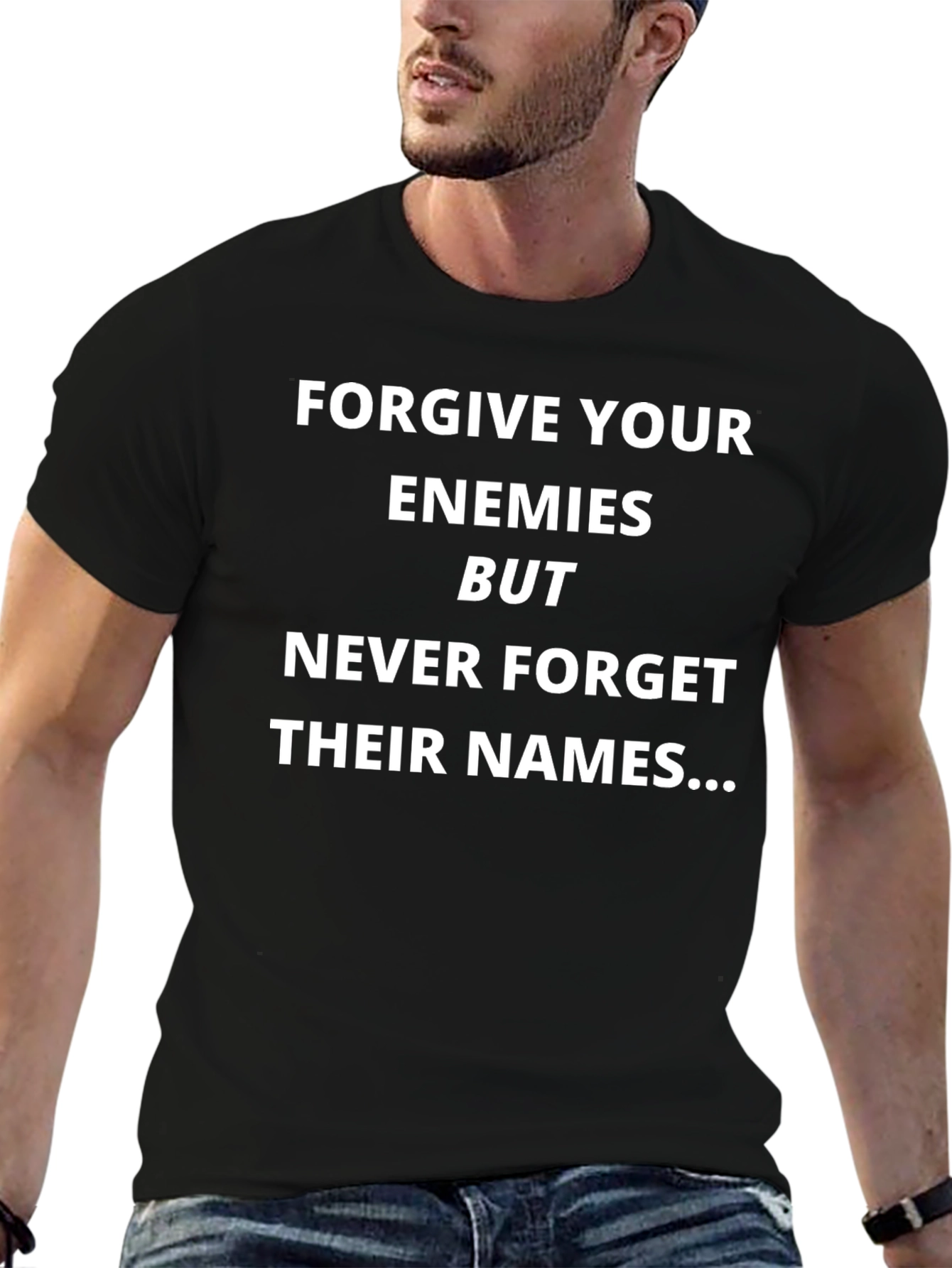 Black Forgive Your Enemies Graphic Tee - Black view 6