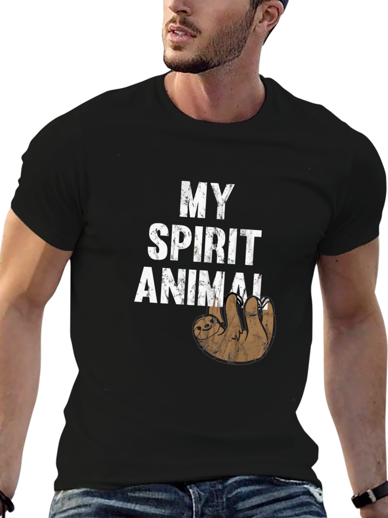 Black My Spirit Animal Sloth T-Shirt Funny Novelty Tee view 6