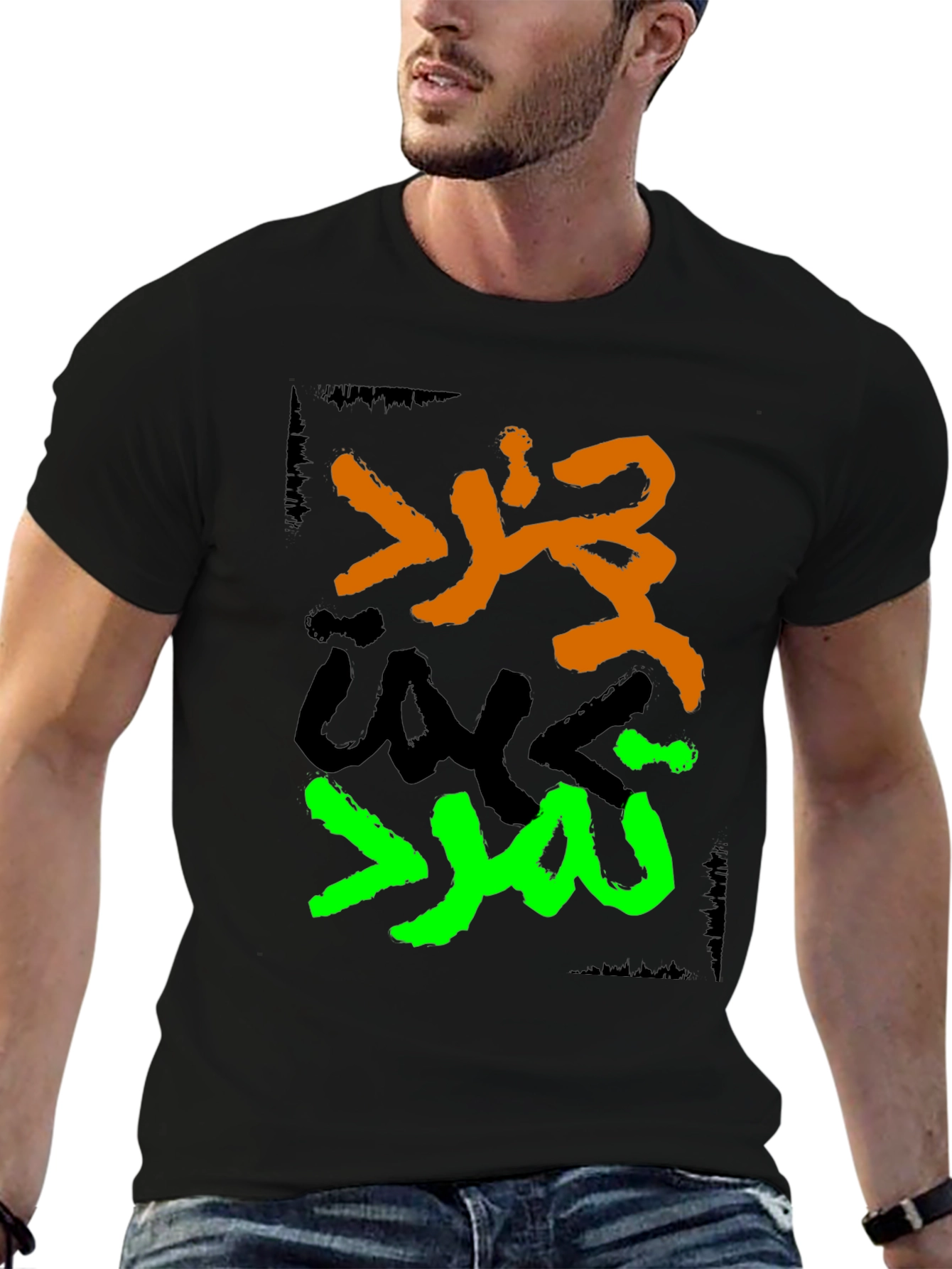 Black Graphic Tee - Arabic Design, Black view 6