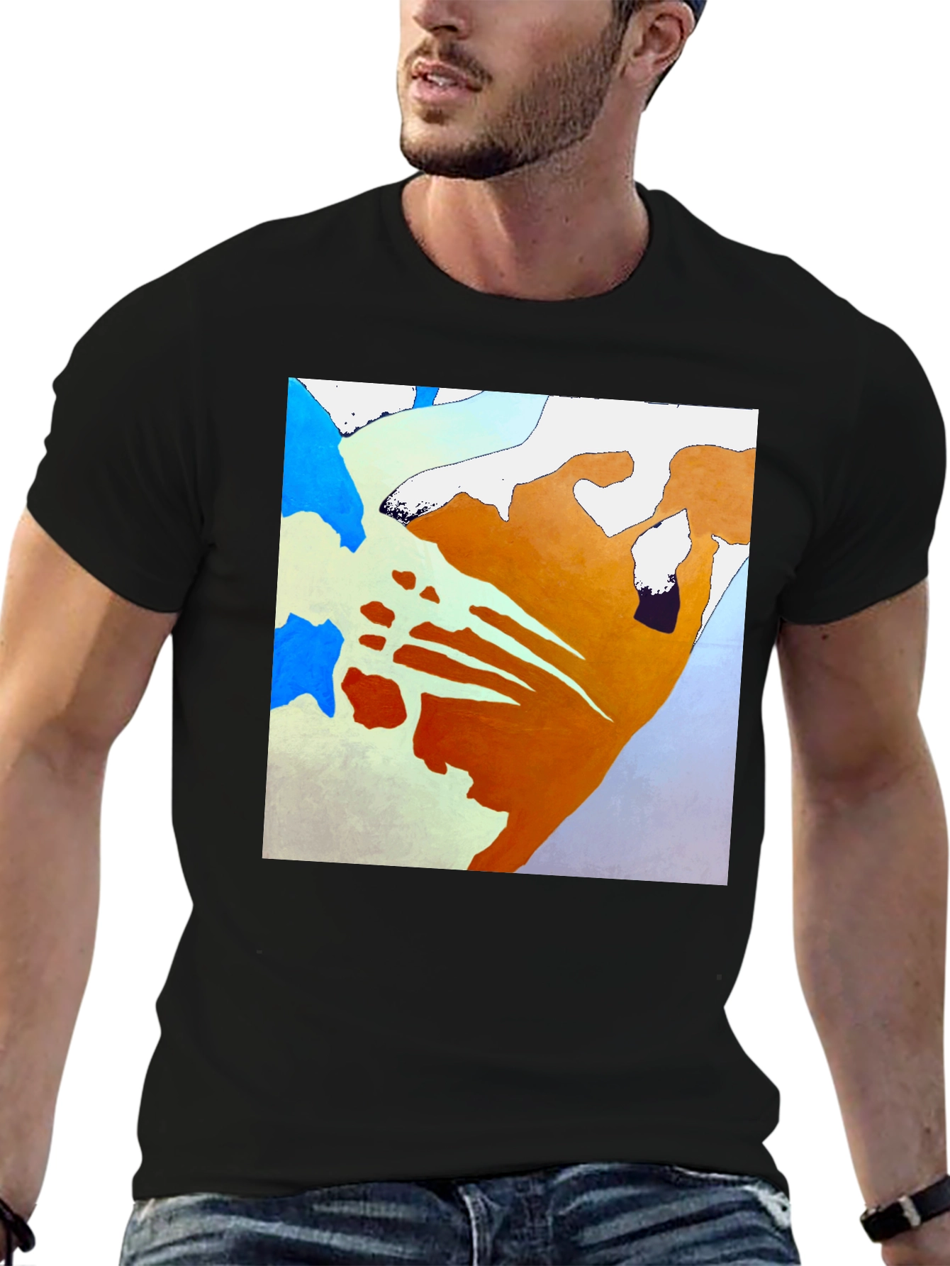 Black Abstract Art T-Shirt - Unique Graphic Tee view 6