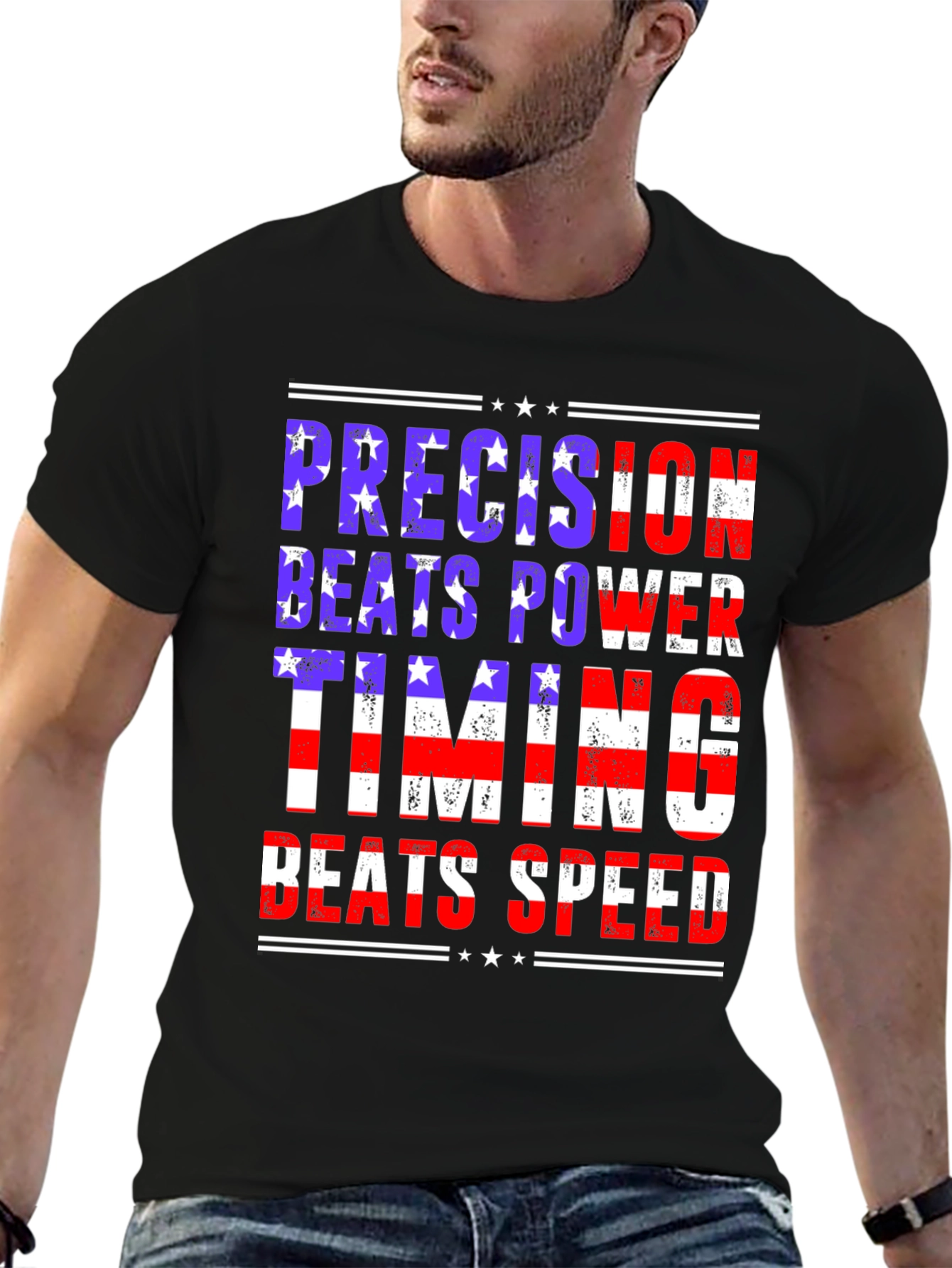 Black Precision Beats Power Graphic Tee view 6
