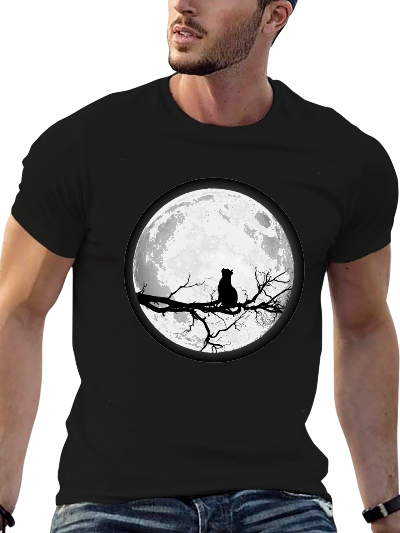Black Black Cat Moon T-Shirt view 6
