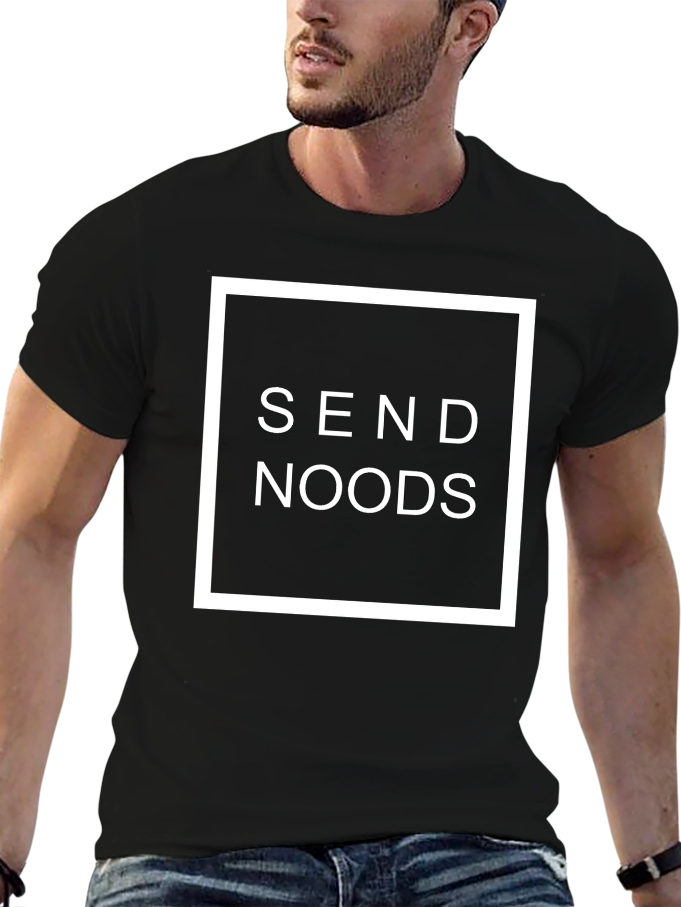 Black Send Noods Graphic Tee - Trendy Black T-Shirt view 6