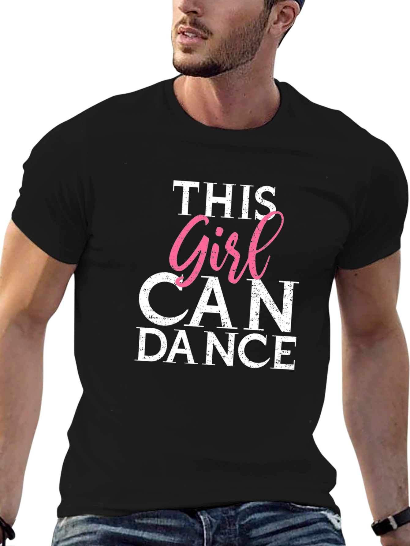 Black This Girl Can Dance Graphic Tee - Black Cotton Blend view 6