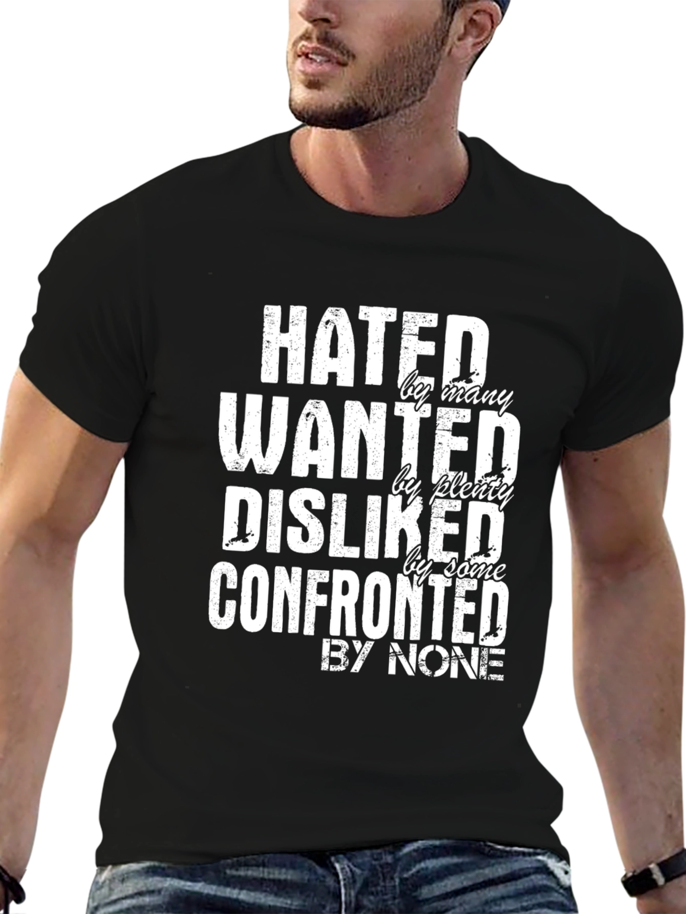 Black Hated, Wanted, Disliked Graphic Tee view 6