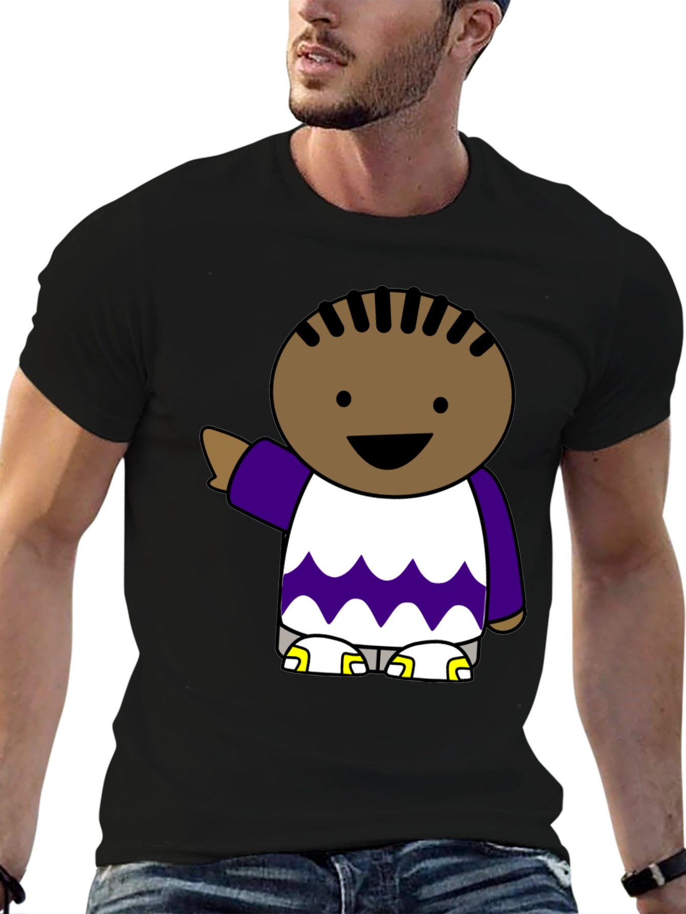 Black Cartoon Character Black T-Shirt view 6