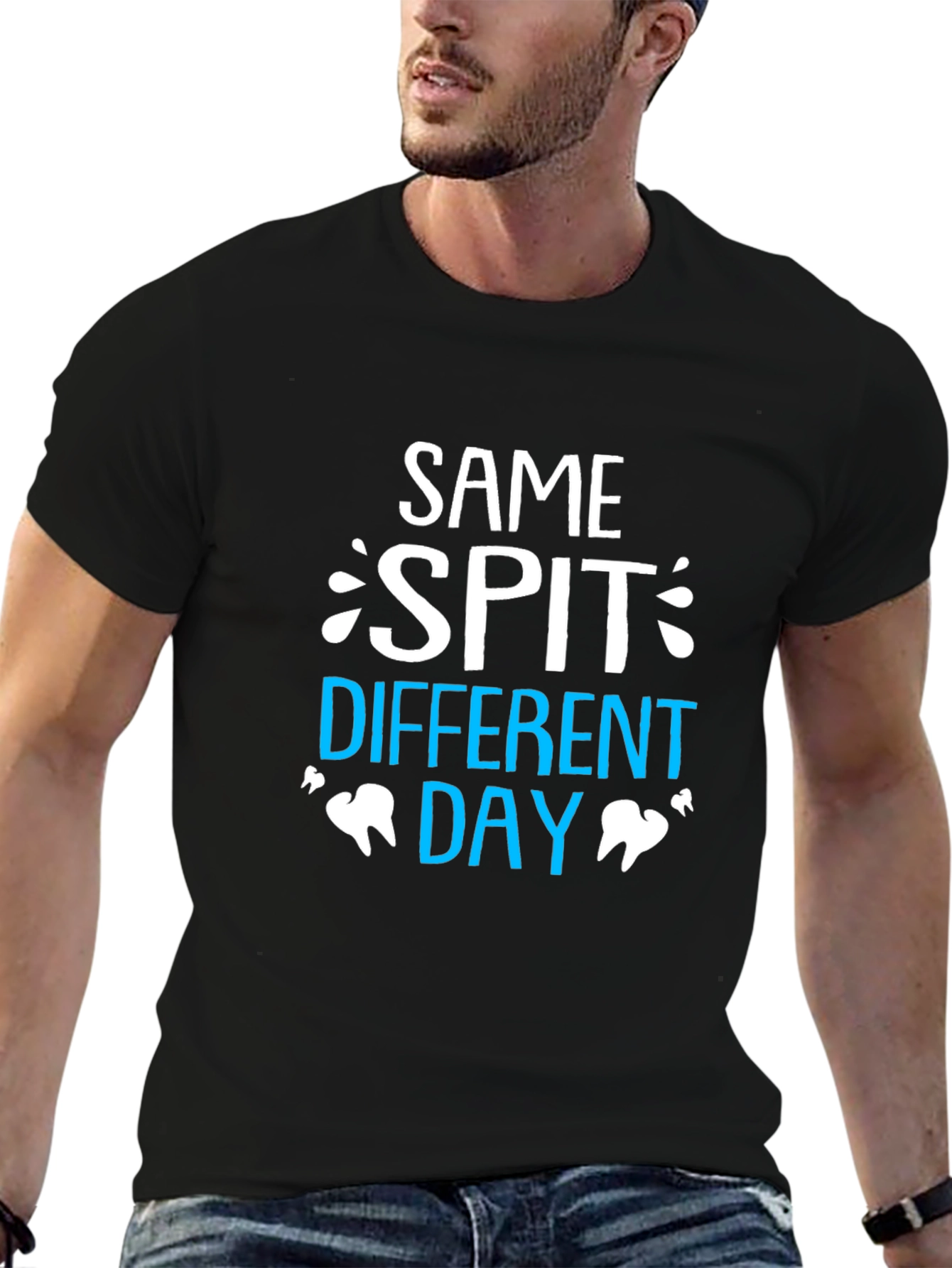 Black Same Spit Different Day Dentist T-Shirt view 6