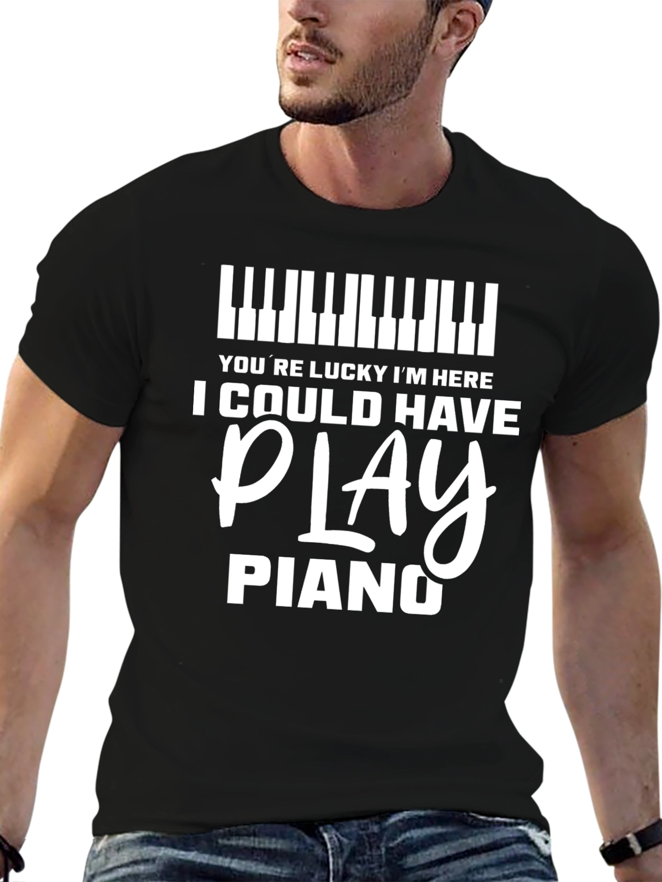 Black Funny Piano Player T-Shirt - I Could Have Played Piano! view 6