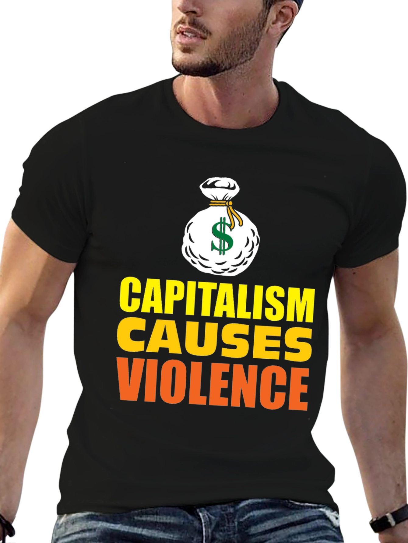 Black Capitalism Causes Violence Graphic T-Shirt view 6