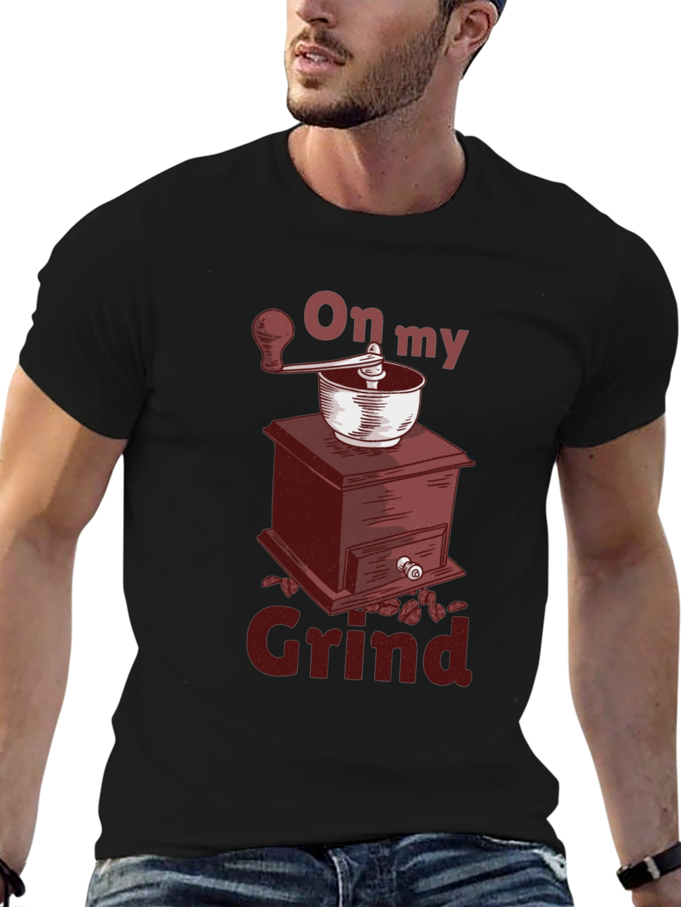 Black On My Grind Coffee Lover Graphic Tee - Unique Gift view 6