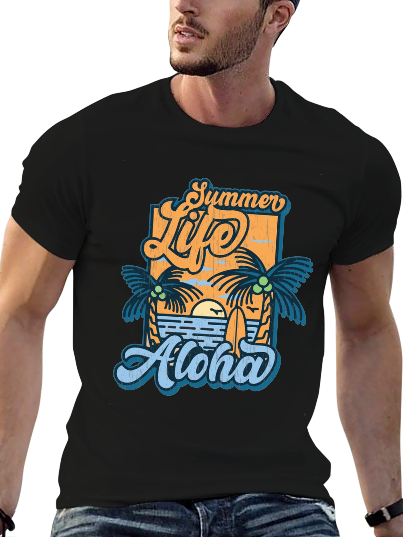 Black Summer Life Aloha Graphic T-Shirt - Tropical Vibe view 6