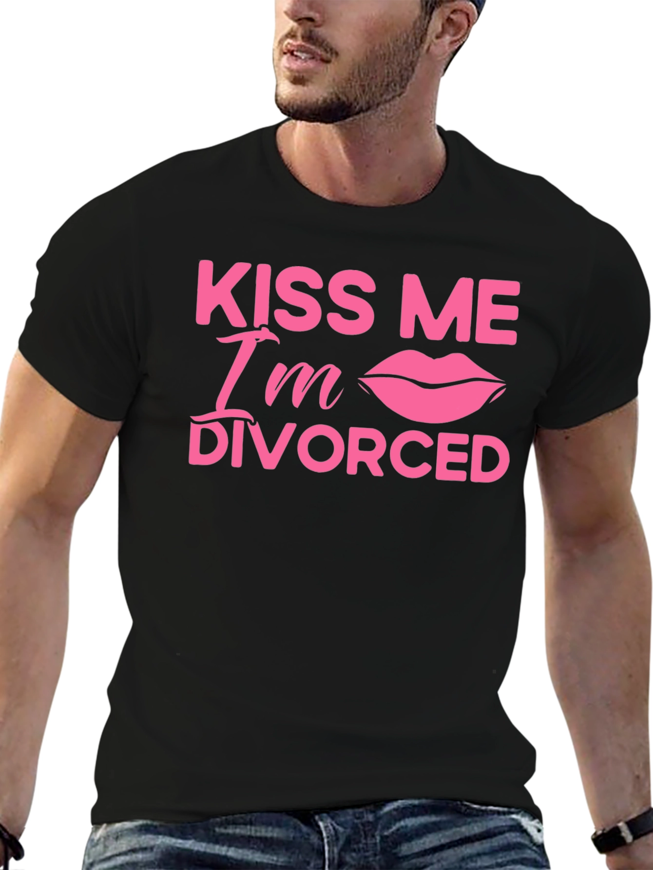 Black Kiss Me I'm Divorced T-Shirt view 6