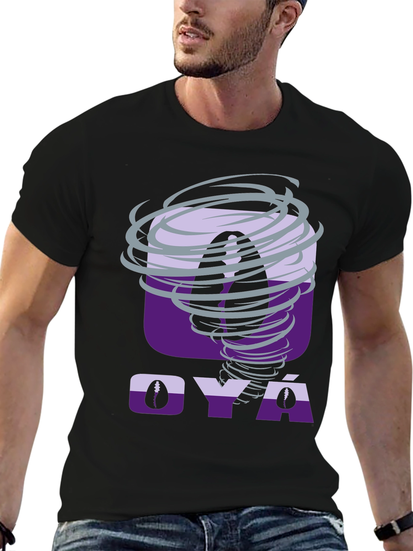 Black Oya Tornado T-Shirt - Unique Graphic Tee view 6