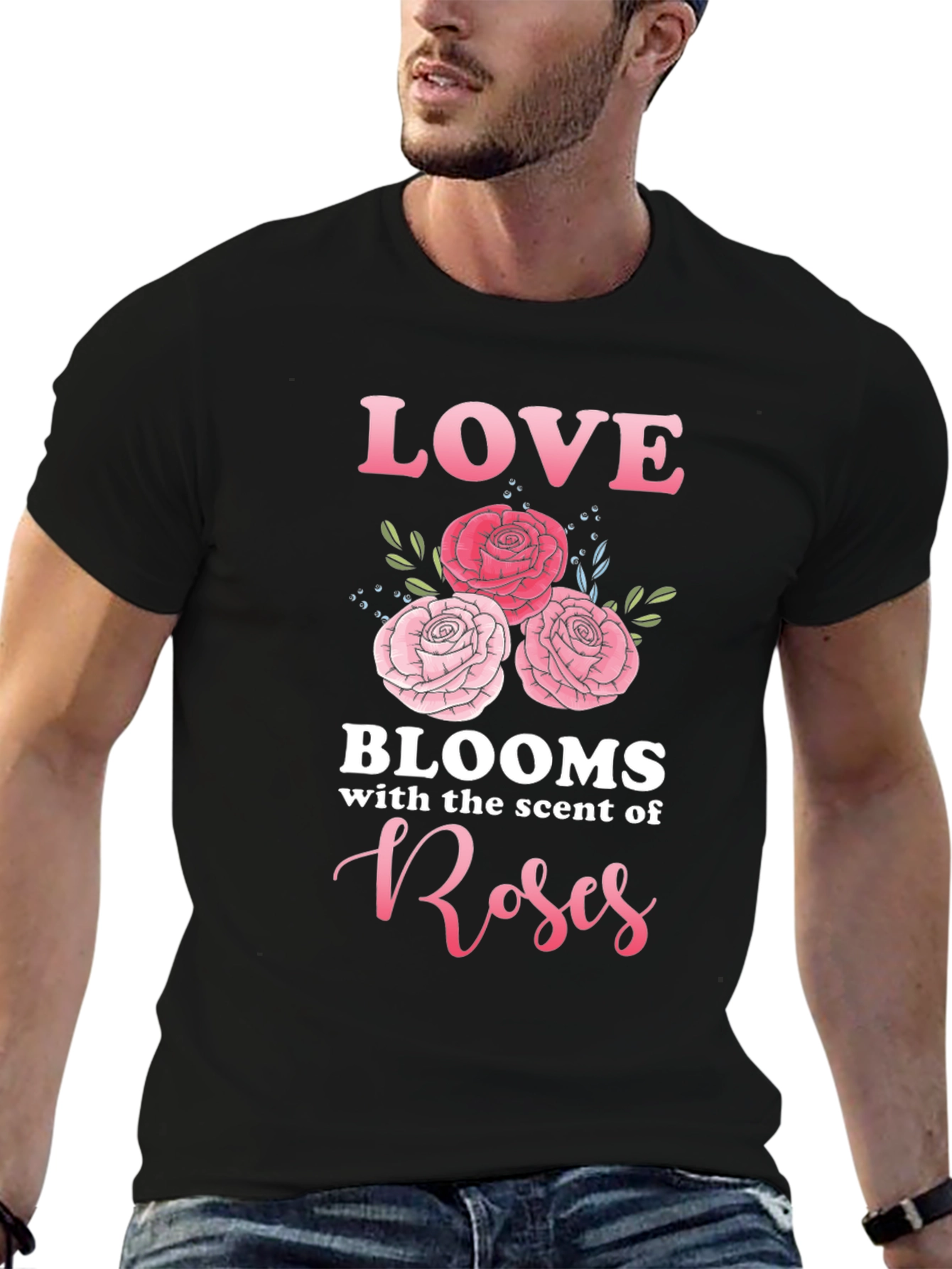 Black Love Blooms Roses T-Shirt view 6