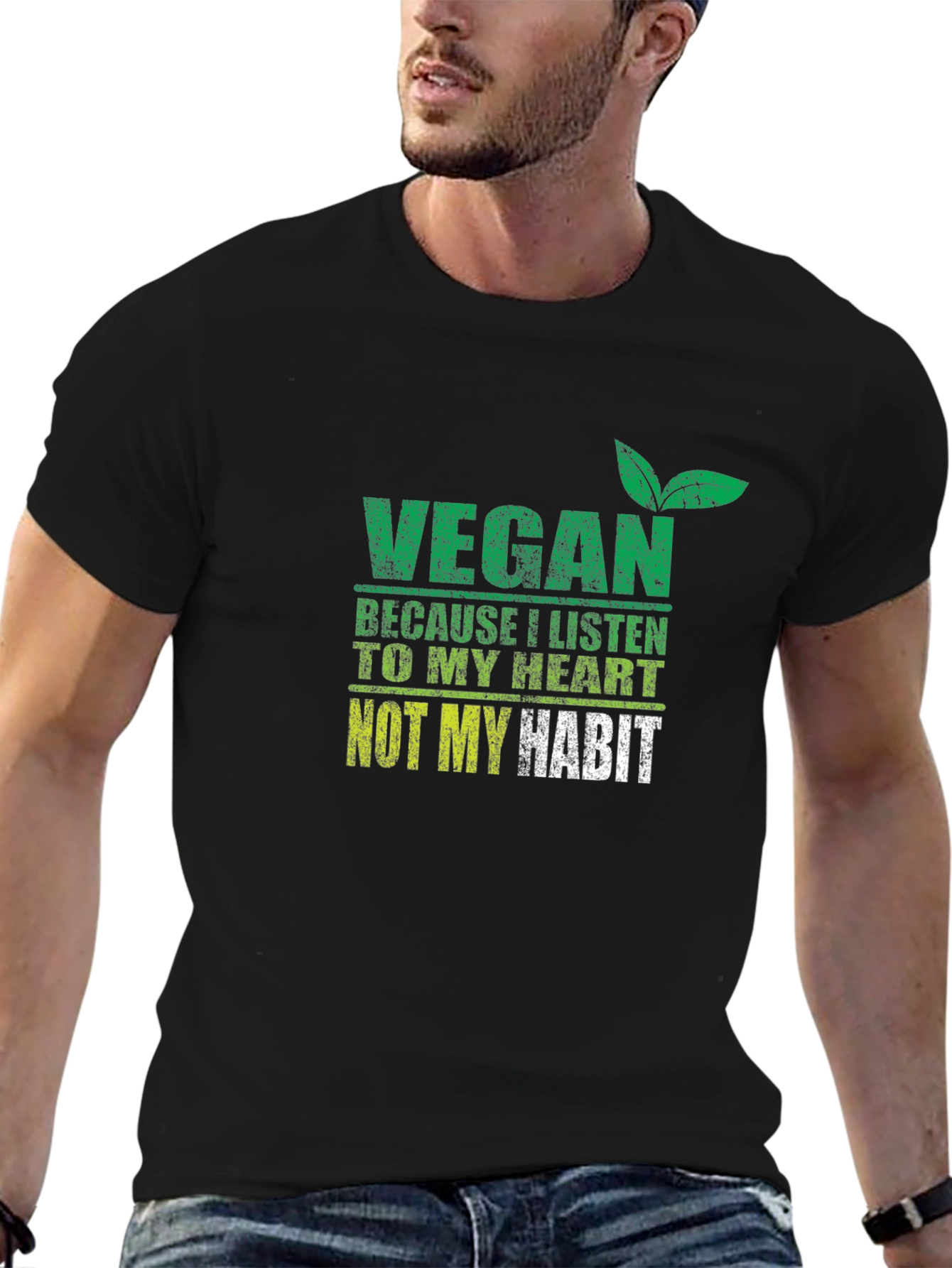 Black Vegan Heart Habit T-Shirt view 6