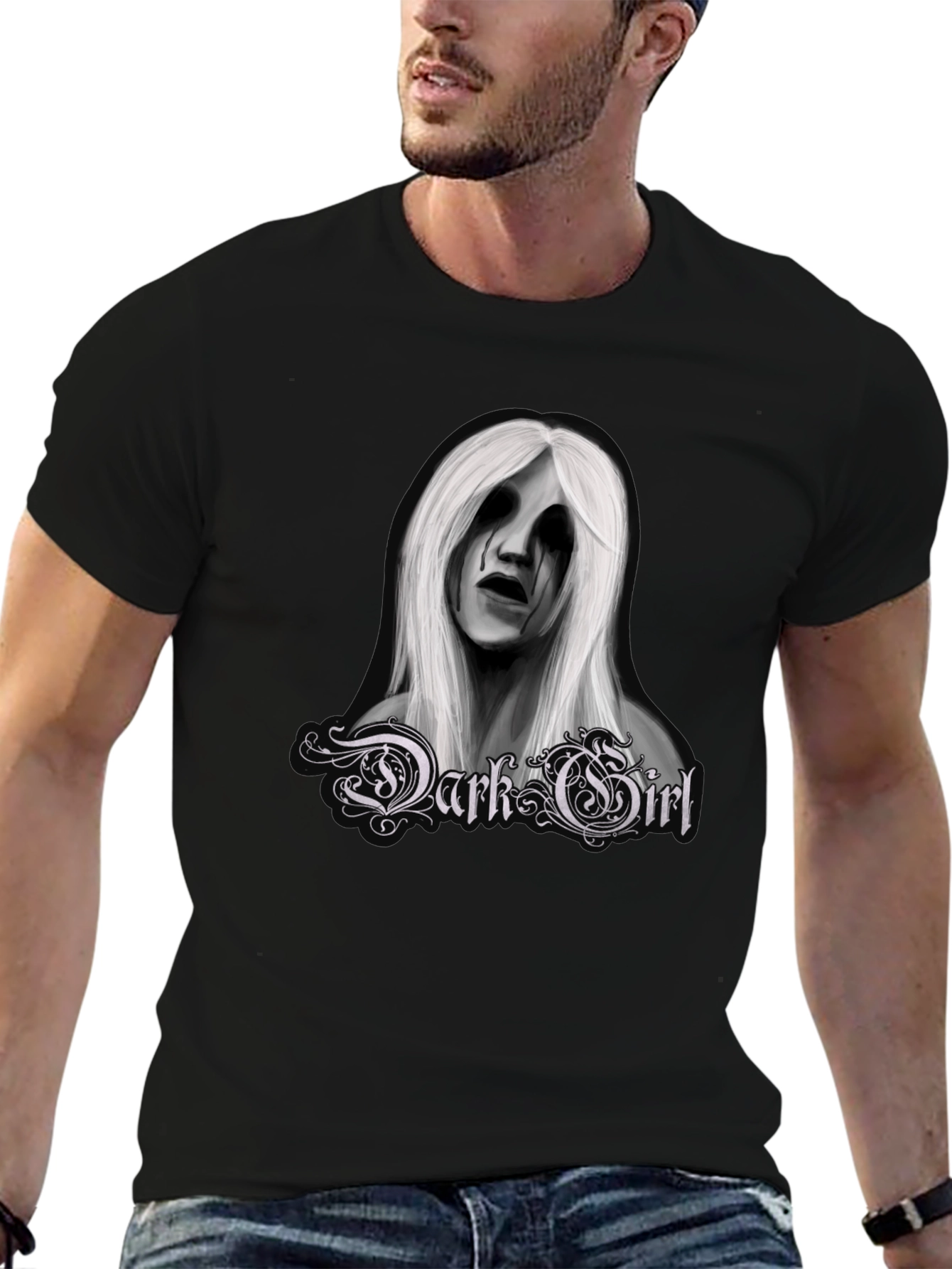 Black Dark Girl Graphic Tee - Men's Black T-Shirt view 6