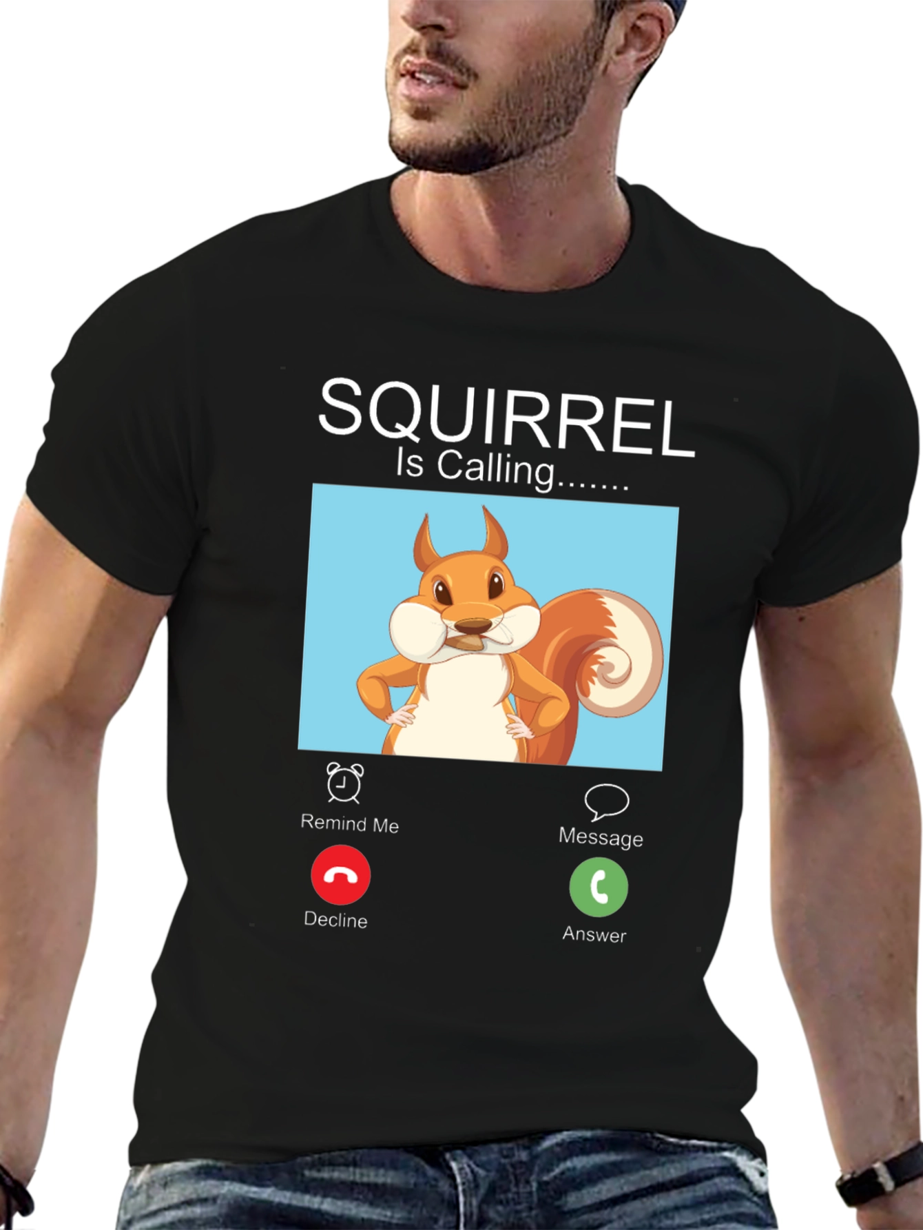 Black Squirrel is Calling T-Shirt - Answer the Call of the Wild! view 6