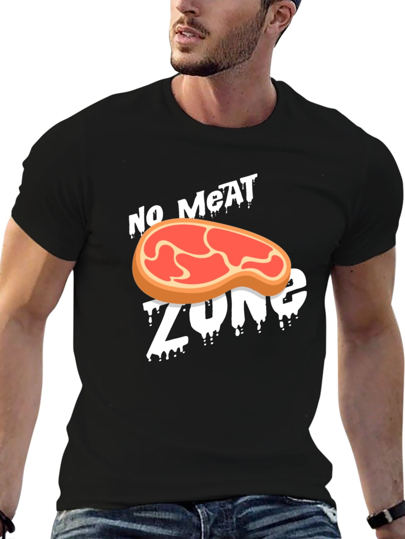 Black No Meat Zone Graphic T-Shirt - Vegan Style view 6