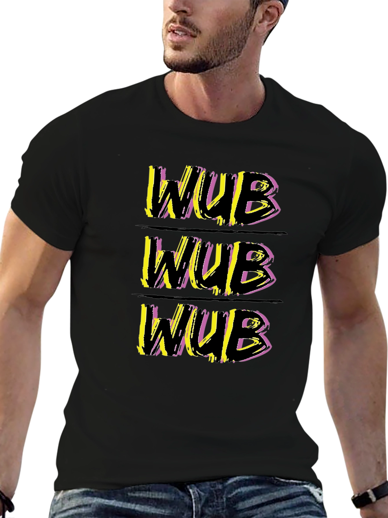 Black WUB Graphic Tee - Stylish Crew Neck T-Shirt view 6