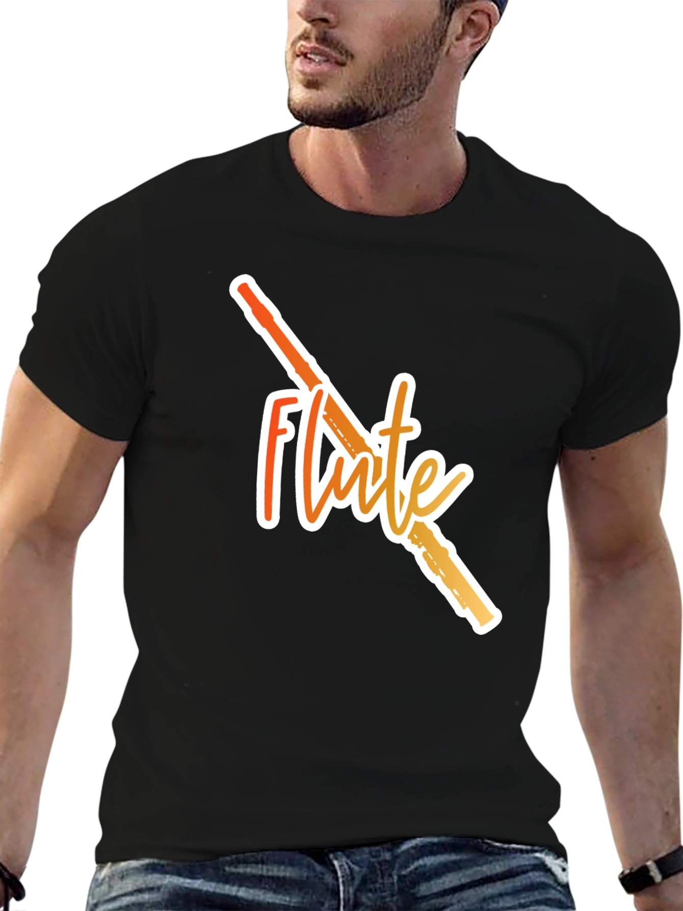 Flute Graphic Black T-Shirt - 6