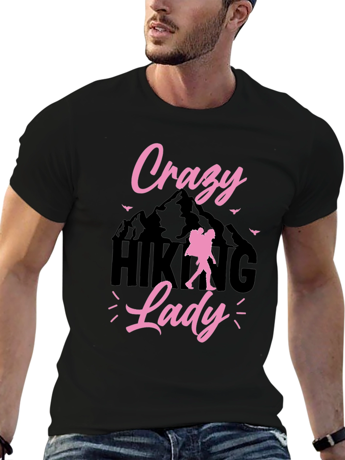 Black Crazy Hiking Lady Graphic Tee view 6