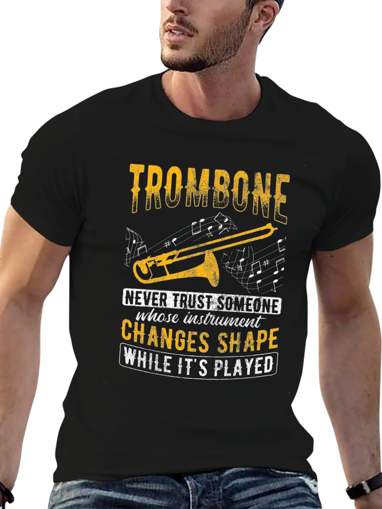 Black Trombone T-Shirt - Instrument Humor Tee view 6