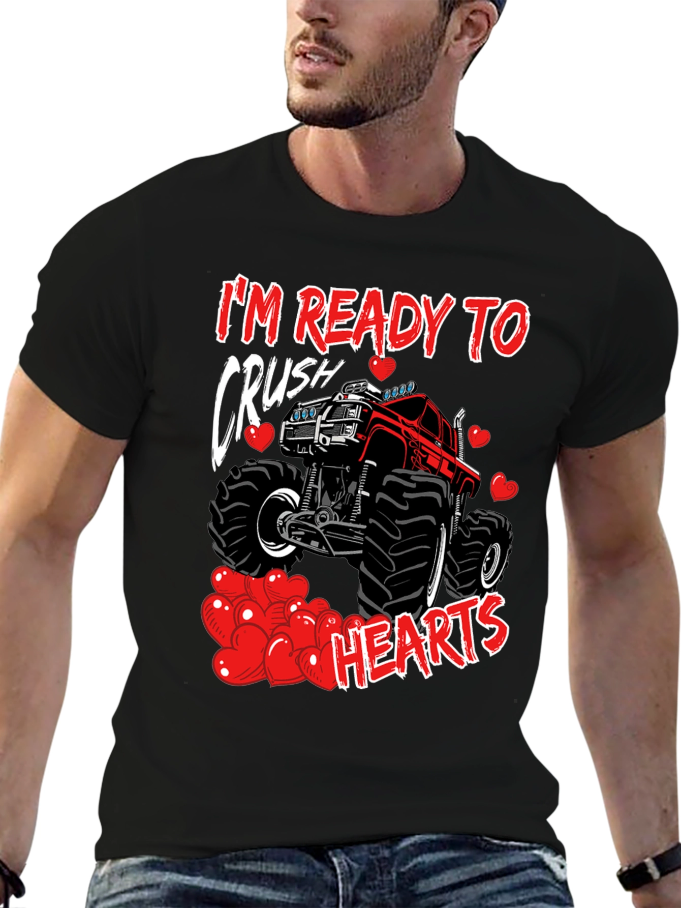 Black Crush Hearts Monster Truck Graphic Tee view 6