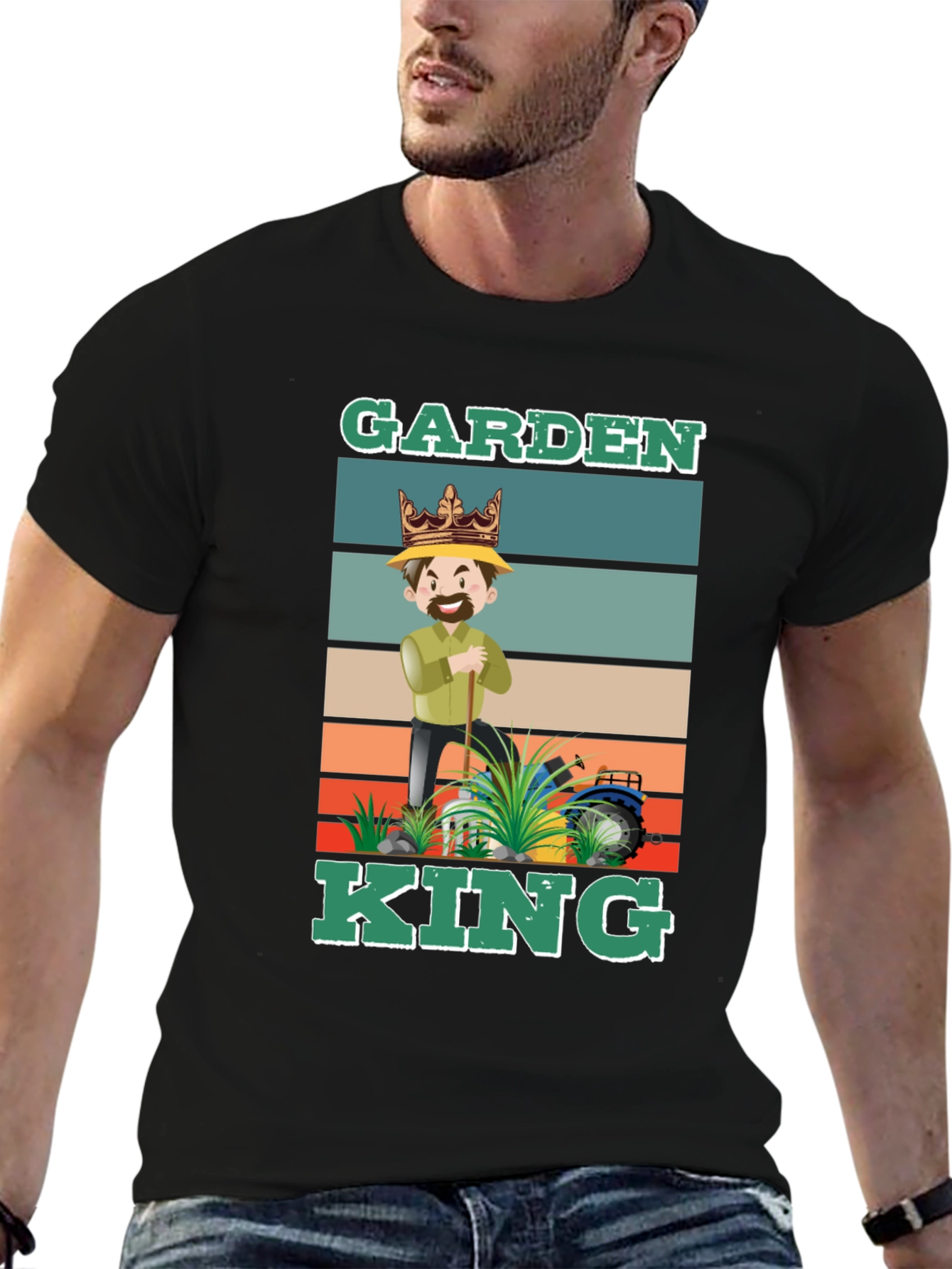 Black Garden King T-Shirt: Gardening Humor Tee view 6